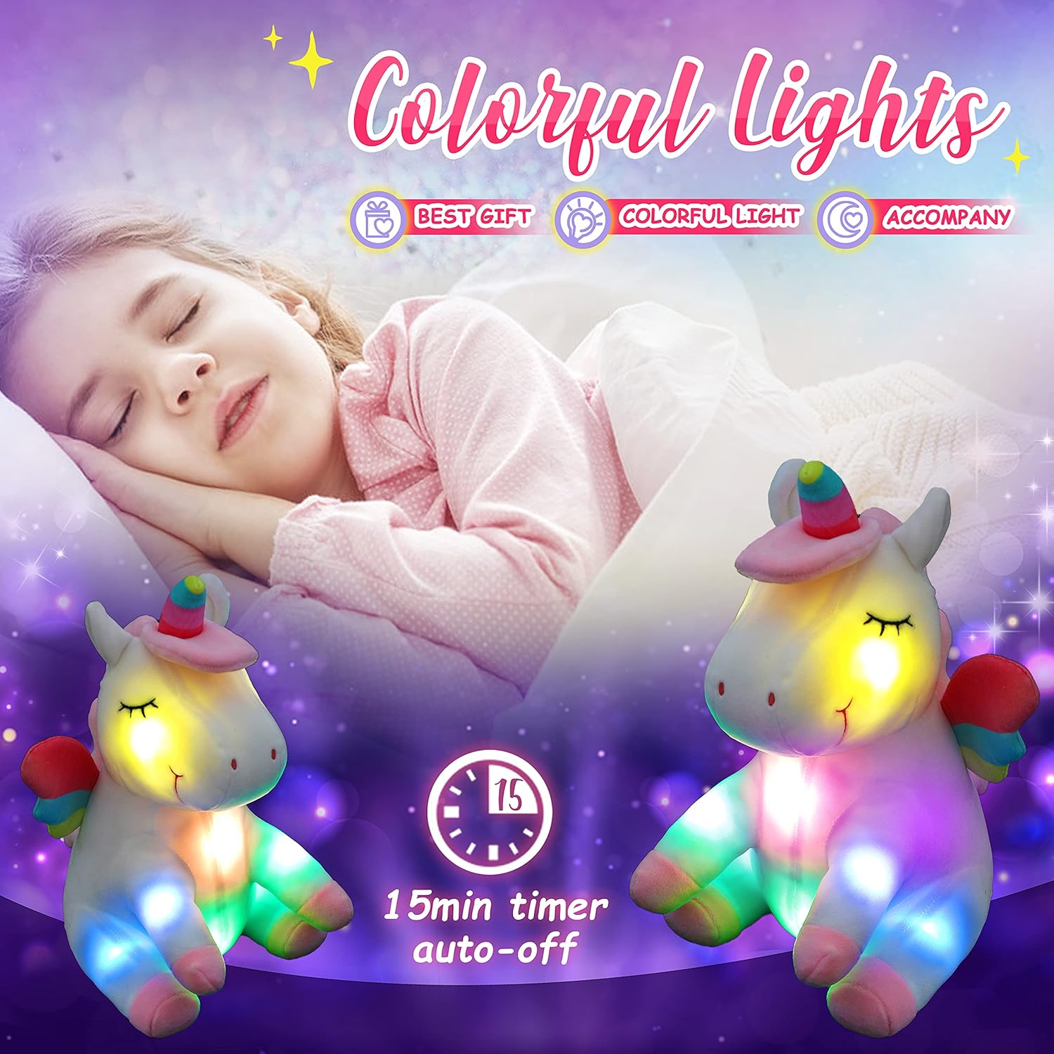 Athoinsu 12 Inch Light Up Unicorn Plush Toy