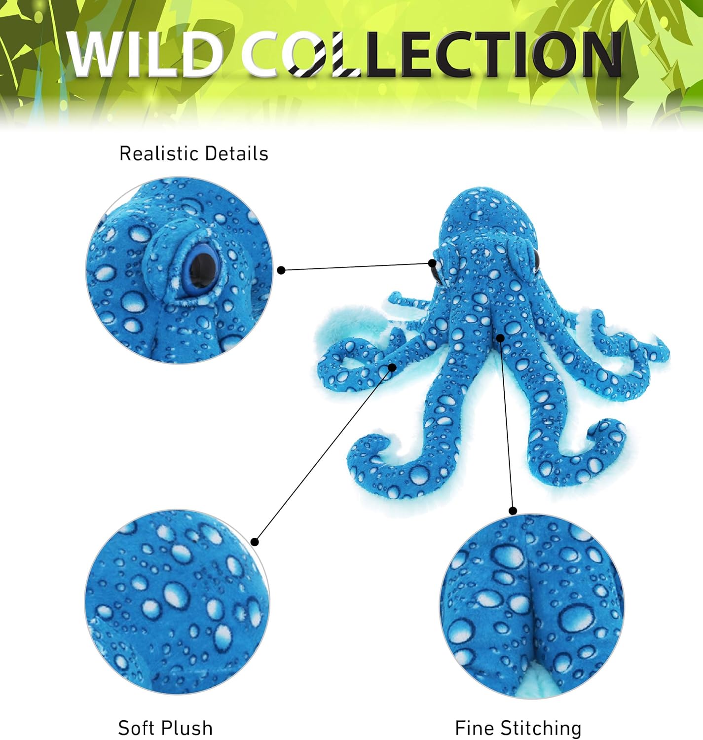 DolliBu 16 Inch Large Blue Octopus Plush Toy