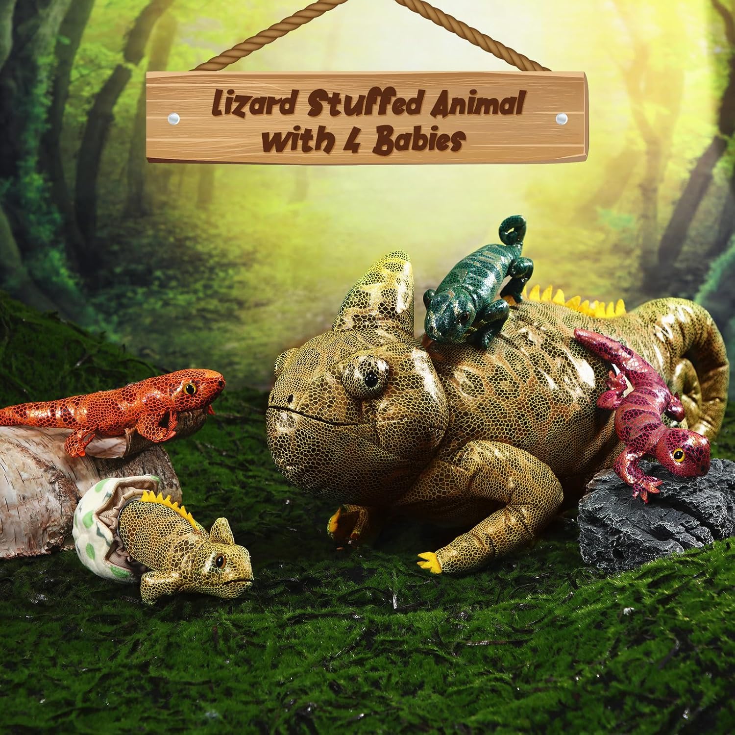 Lenwen 5 Pieces Chameleon Plush Toy Set