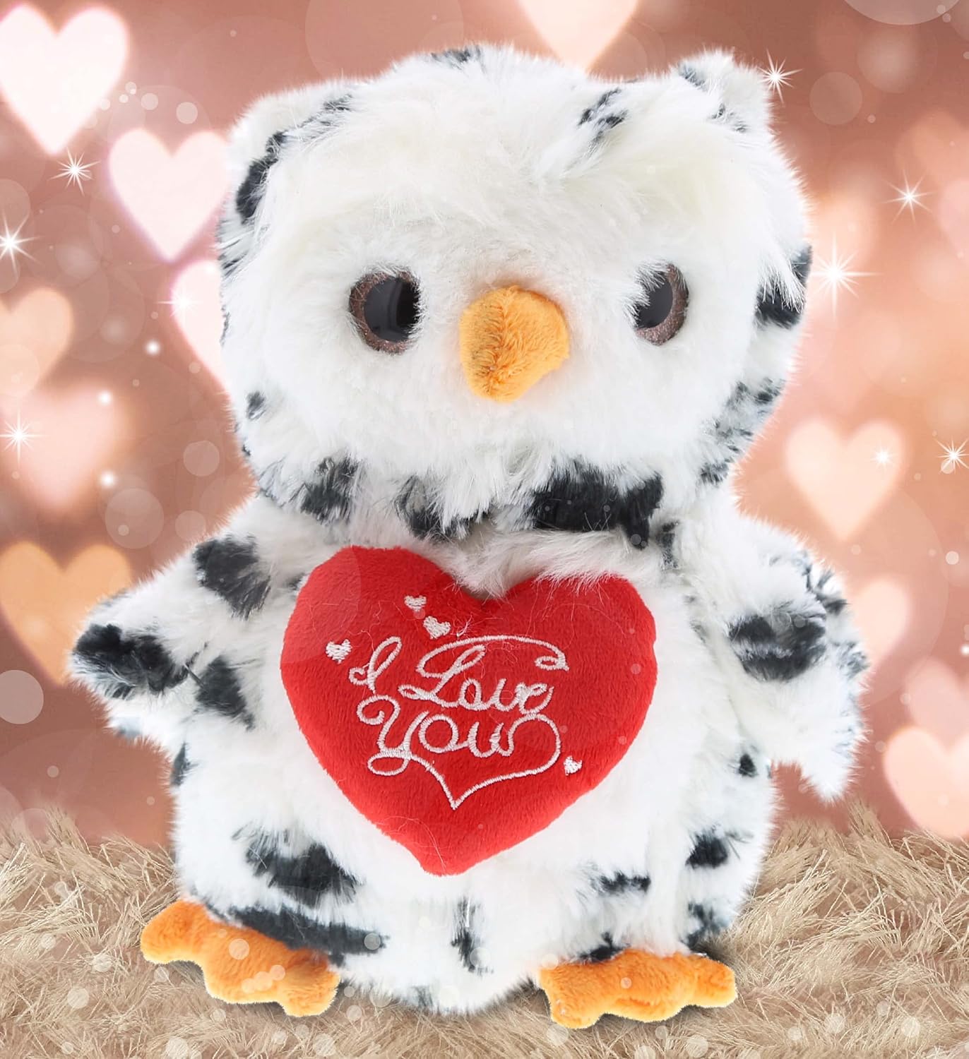DolliBu I Love You Valentine White Owl Stuffed Animal