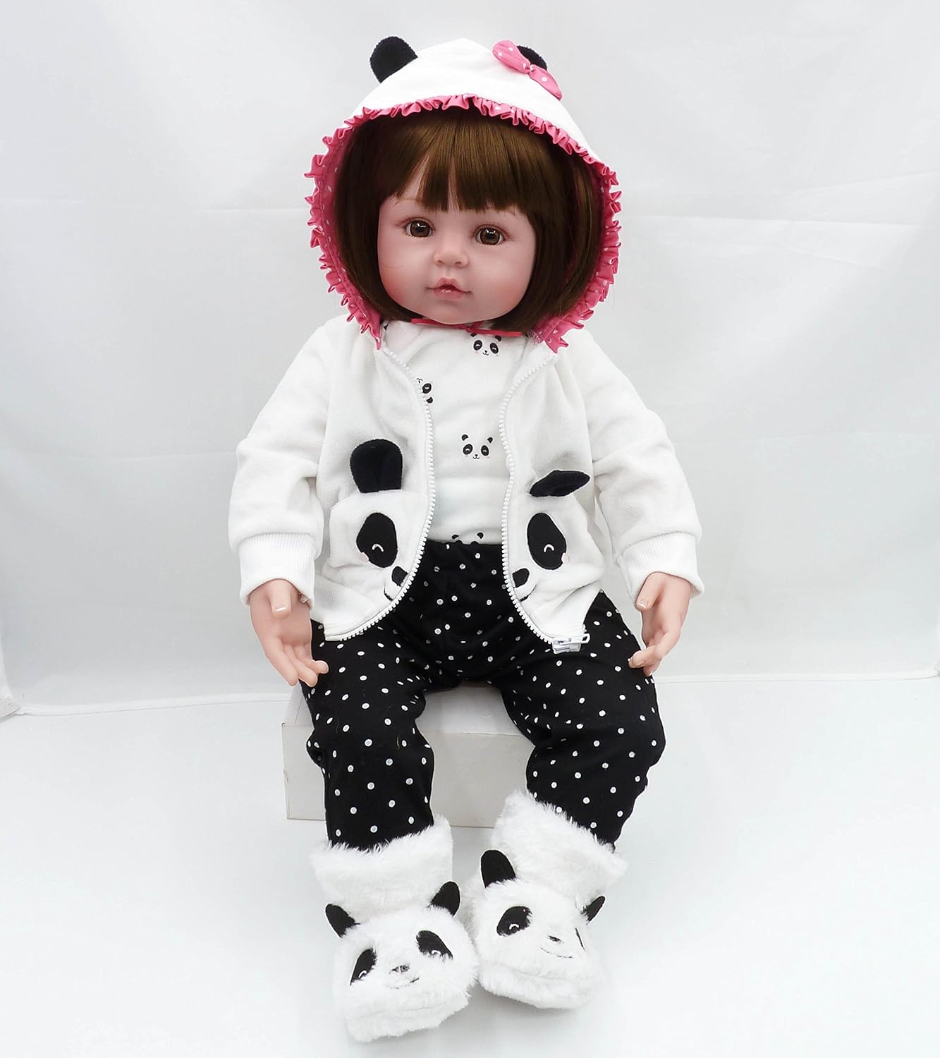 Reborn Baby Girl Doll 18 Inch Panda Outfit Accessories