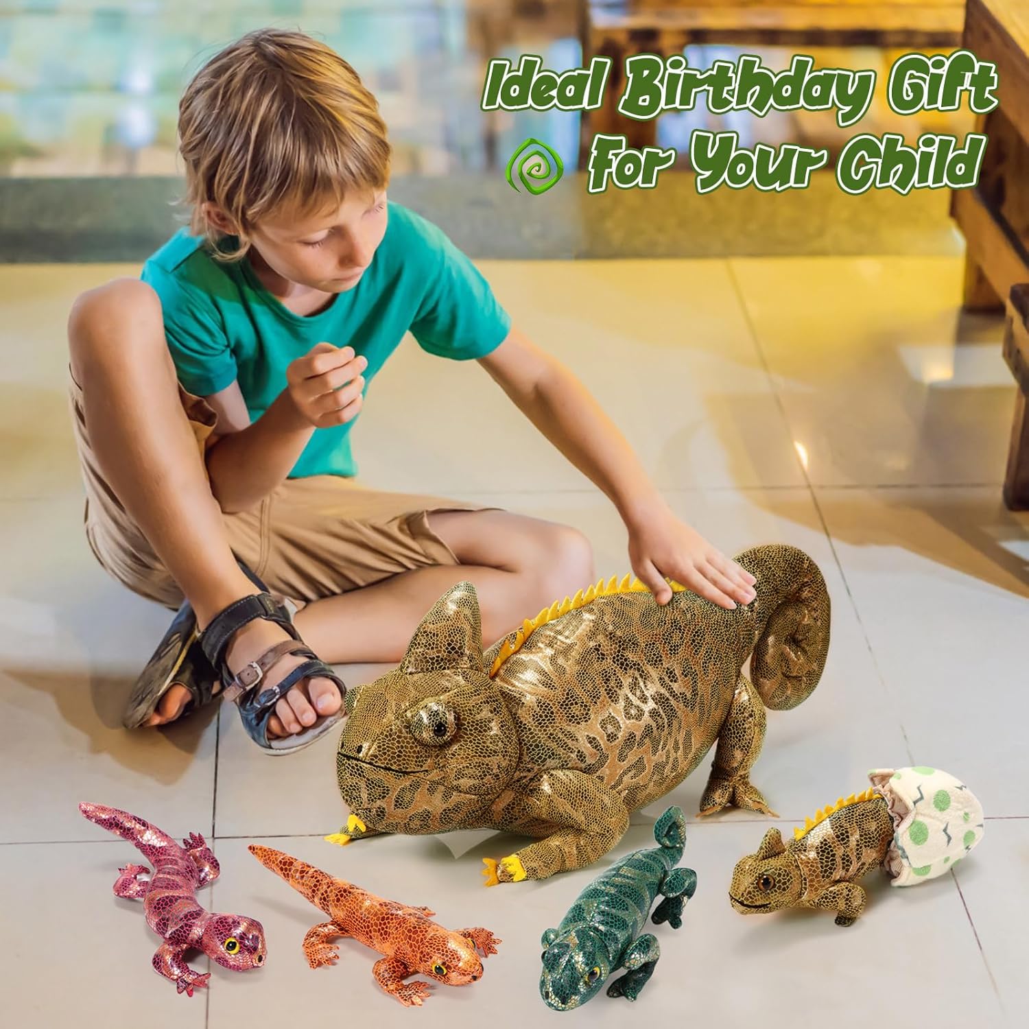 Lenwen 5 Pieces Chameleon Plush Toy Set