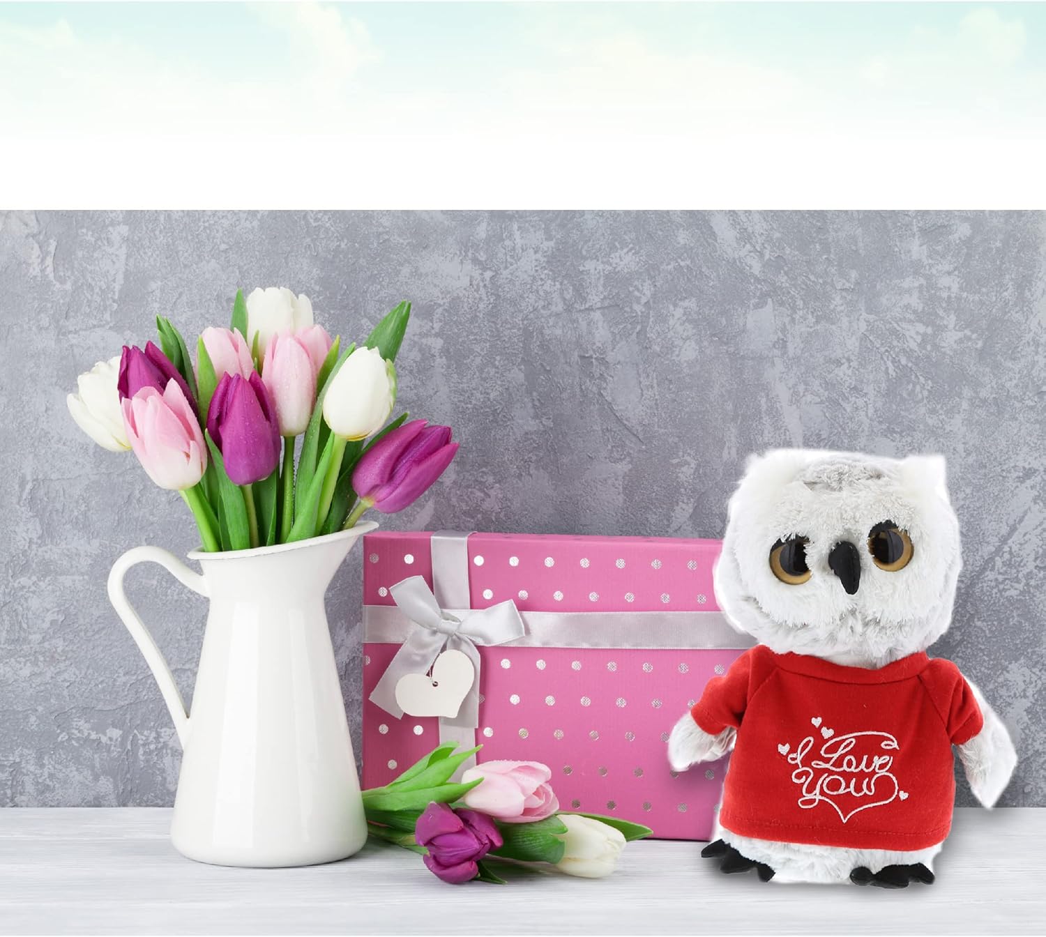 DolliBu Personalized I Love You Grey Owl Plush 9 Inch