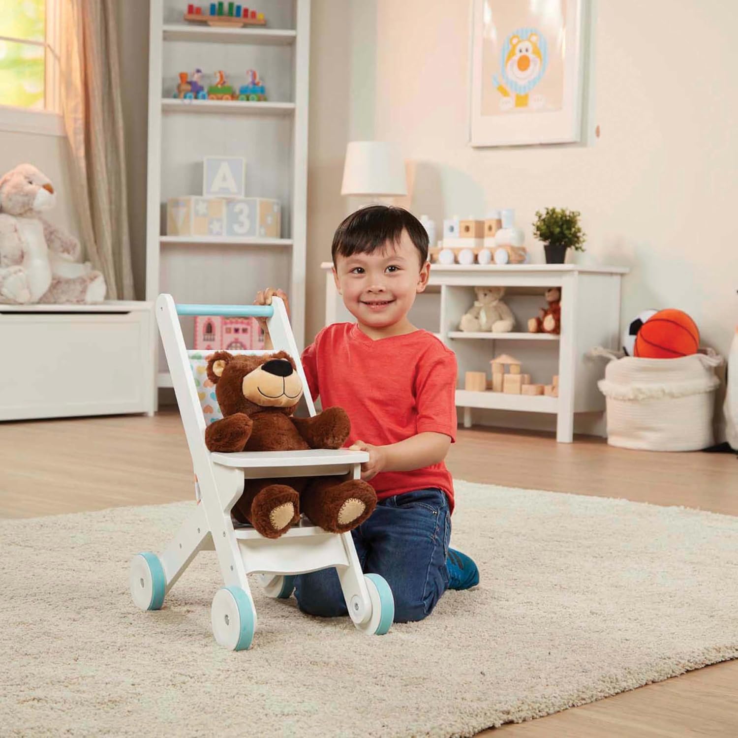 Melissa Doug Mine to Love Wooden Stroller for Dolls
