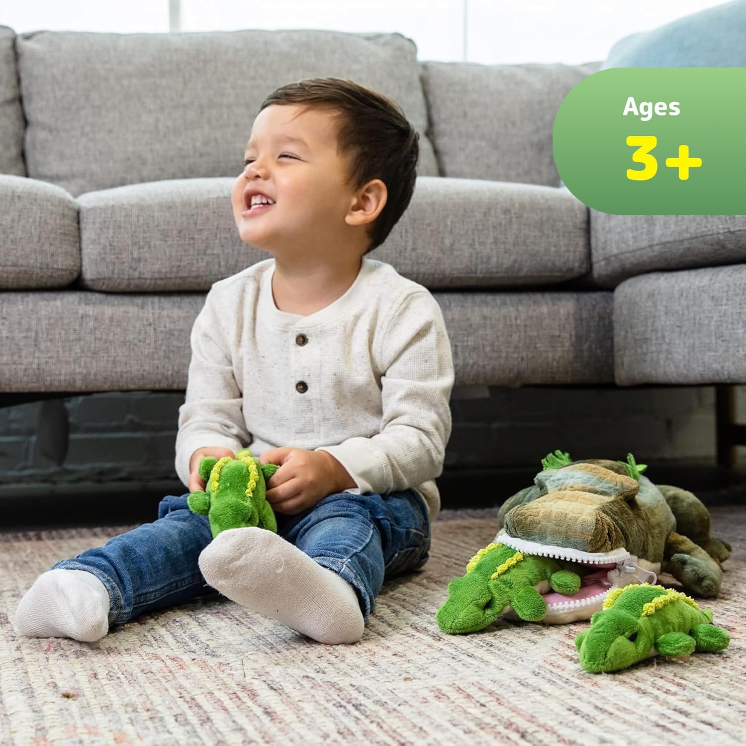 PREXTEX Stuffed Alligator Mommy with 3 Baby Alligators