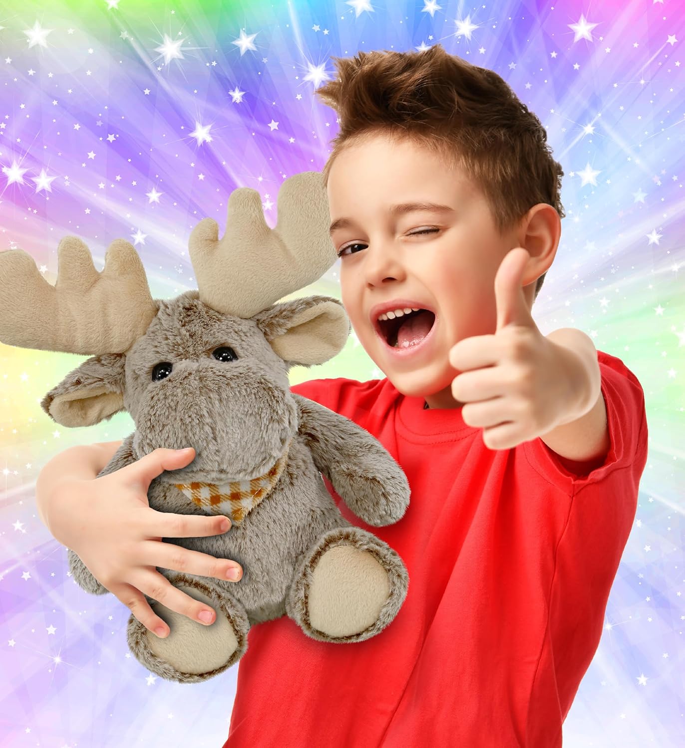DolliBu Brown Sitting Moose Plush - 11 Inches