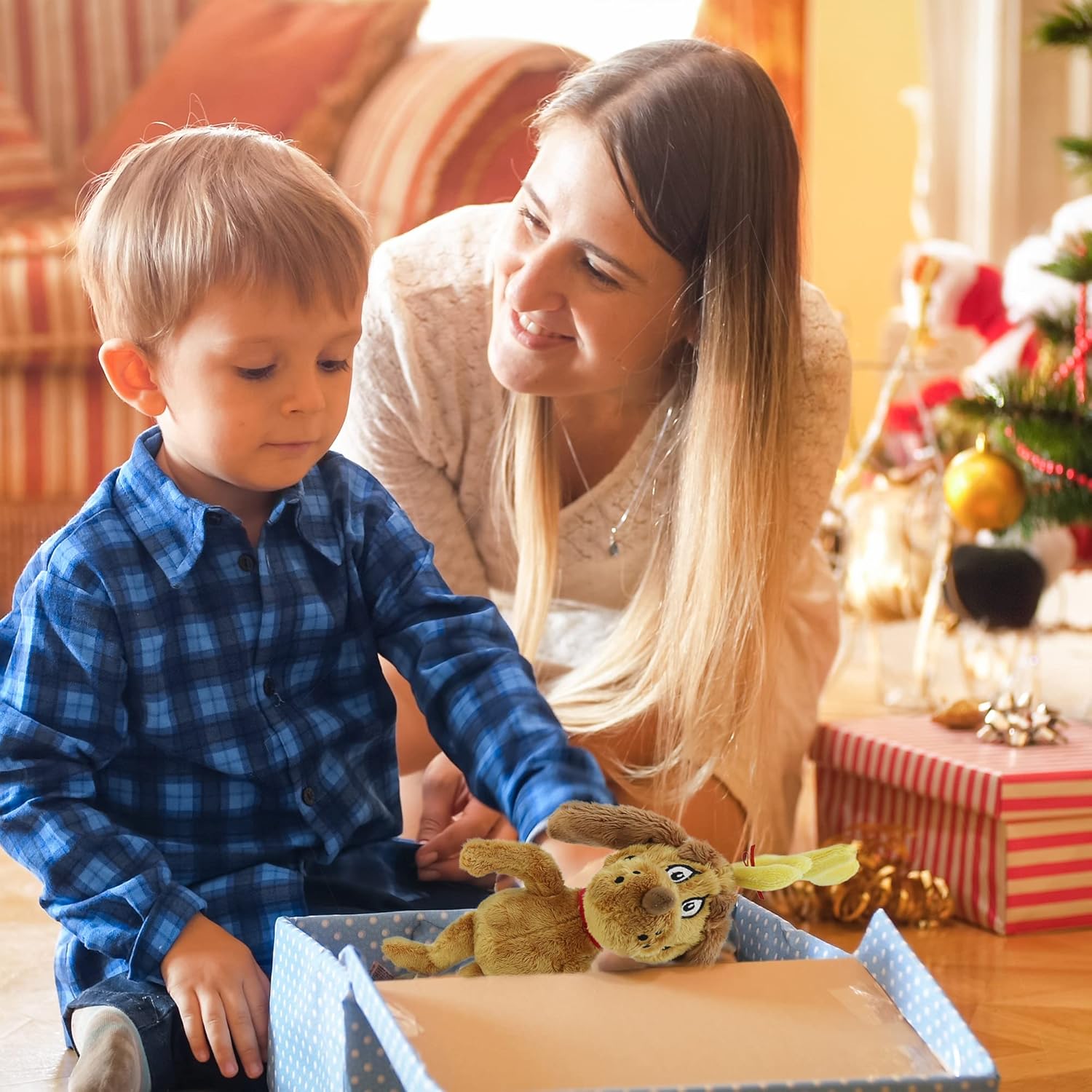 RELIGES Christmas Green Monster Plush Toy for Kids