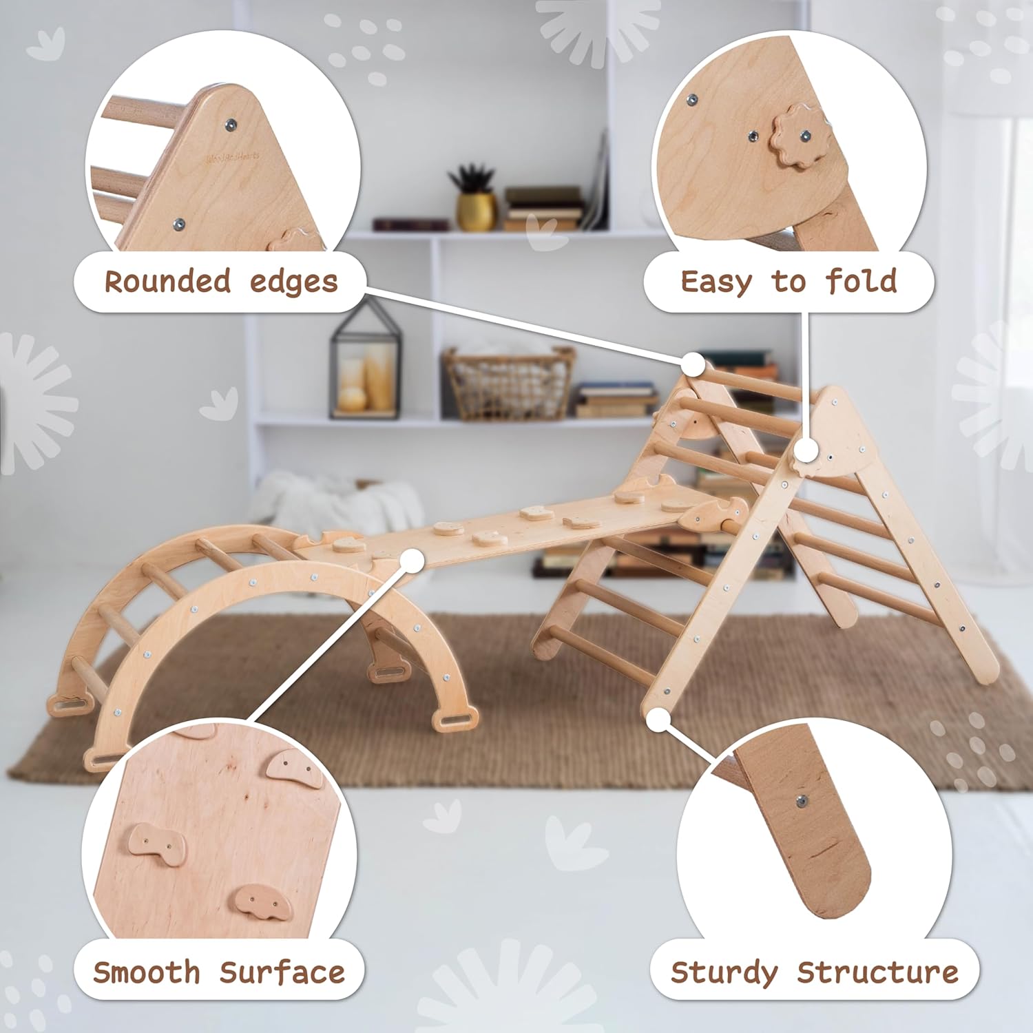 Wood And Hearts 3 in 1 Triangle Climbing Gym