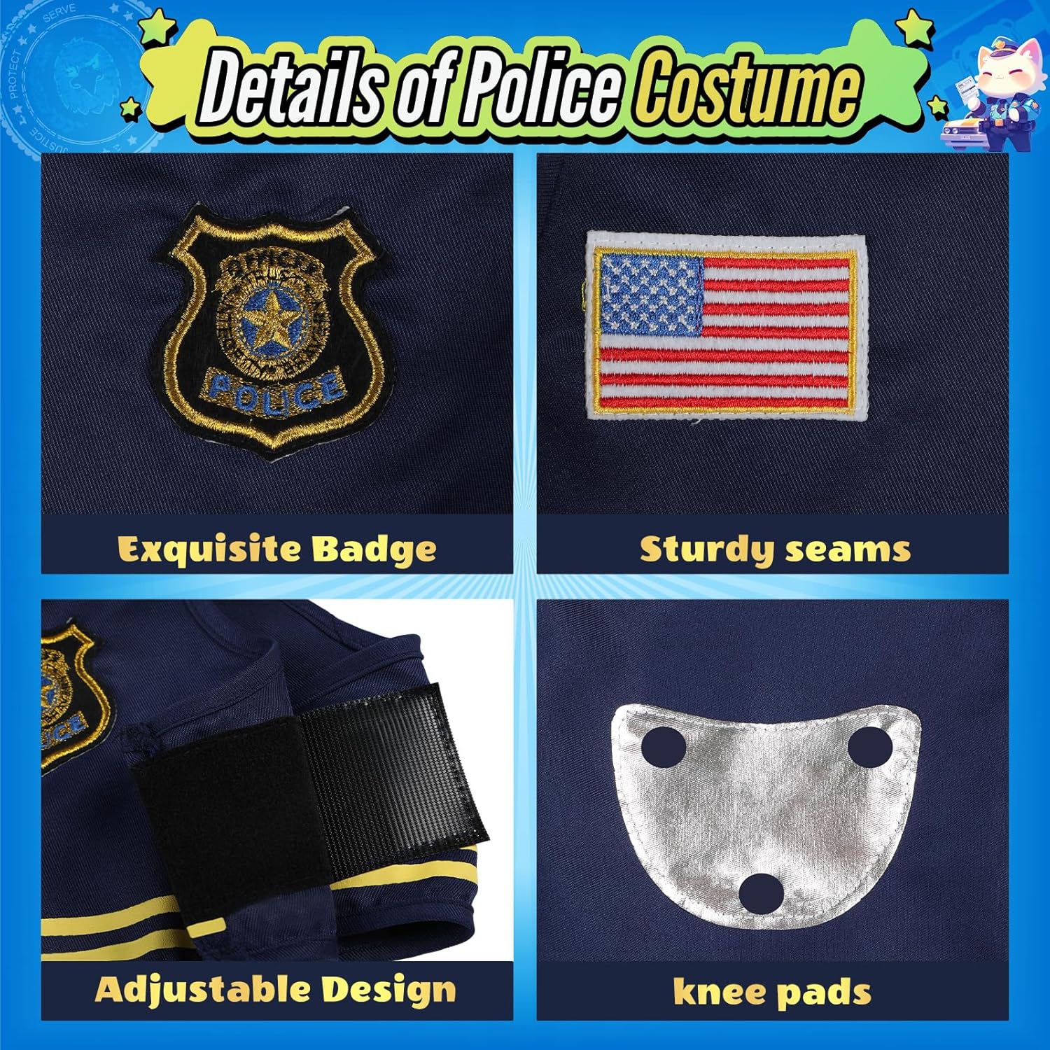Yadiya Police Officer Costume for Kids 3-12