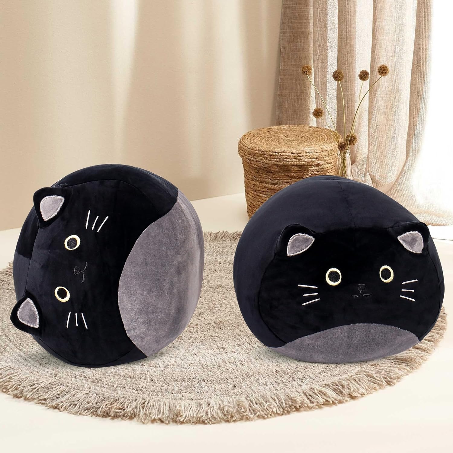 Wepop 20-Inch Black Cat Plush Pillow Toy