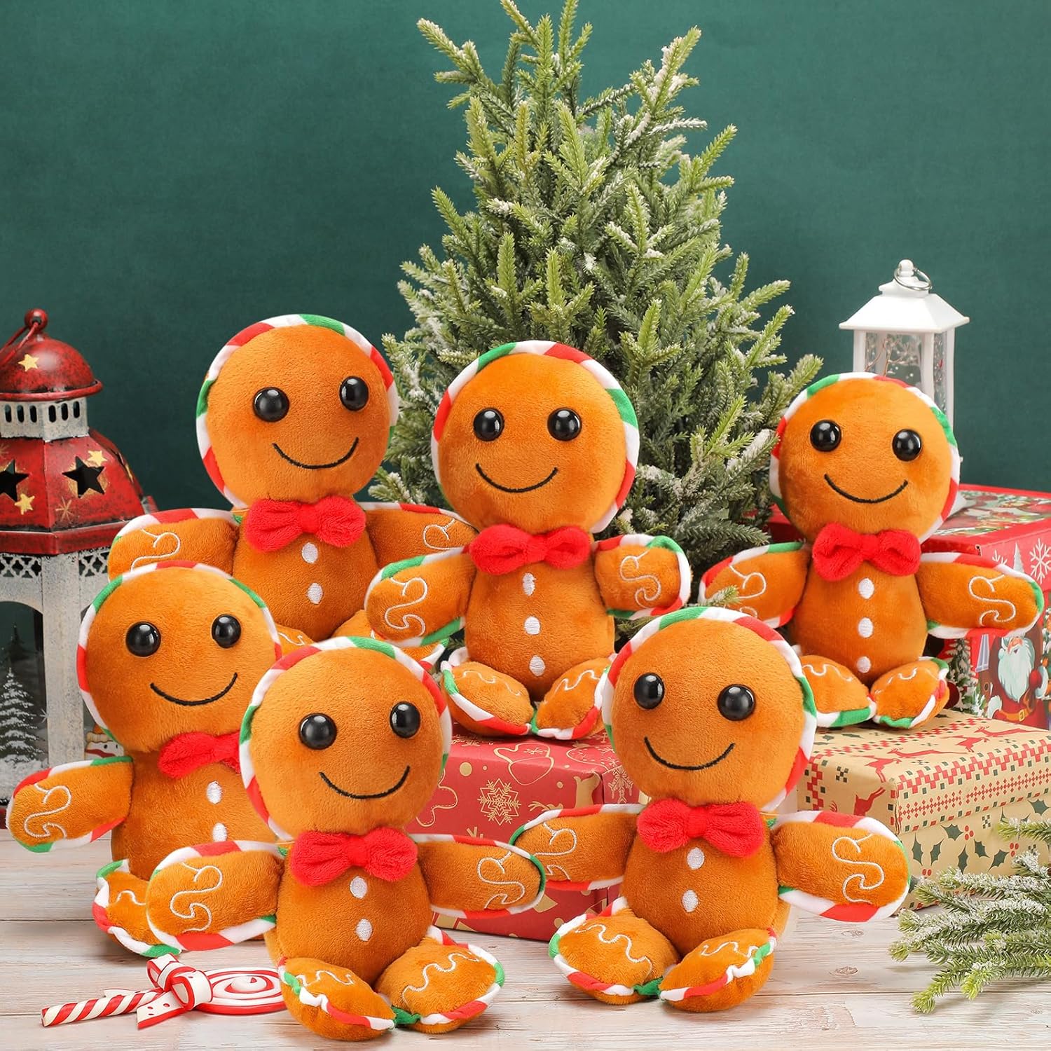 Poen 6 Pcs Christmas Gingerbread Stuffed Man Plush Doll