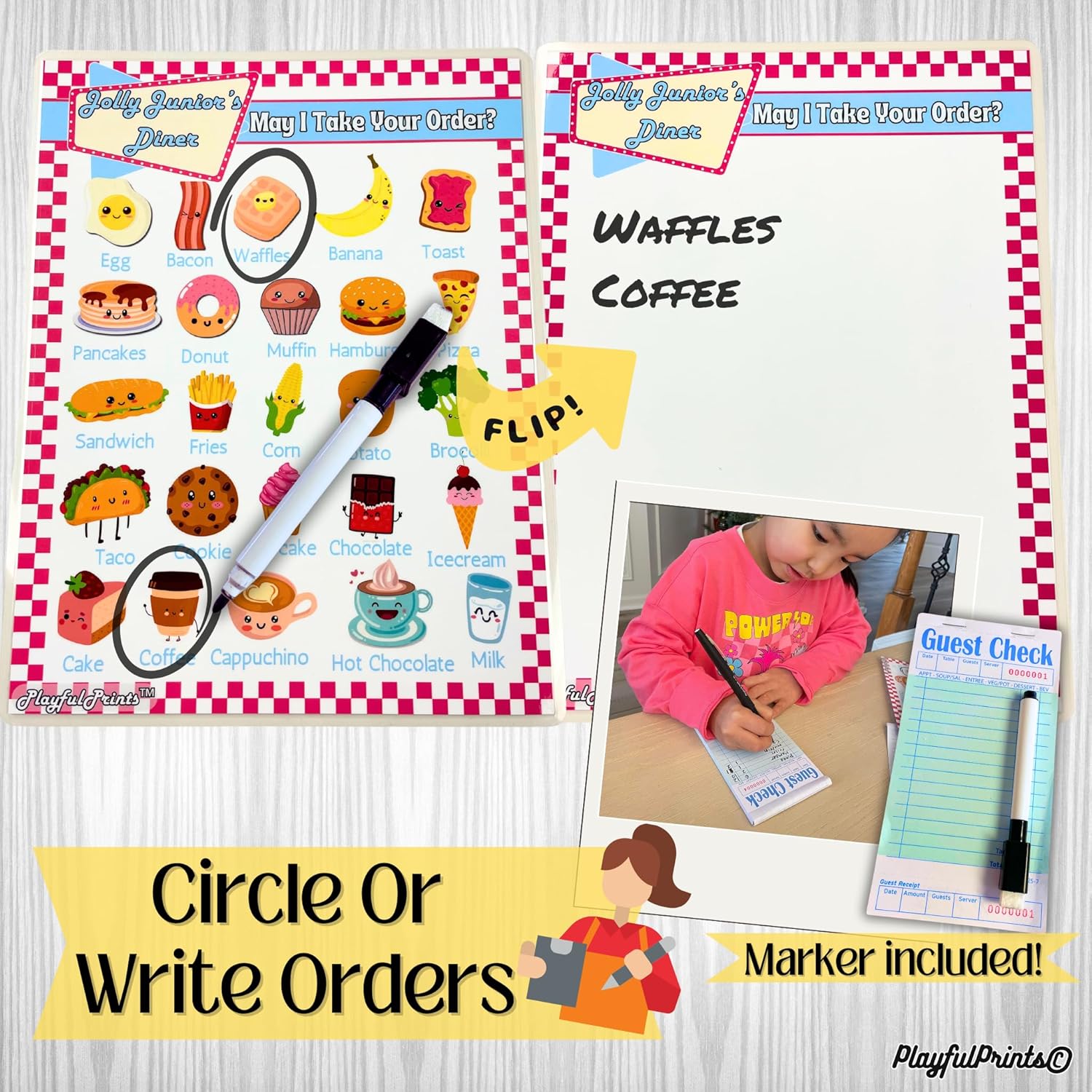 Jolly Juniors Diner Pretend Play Menu Set