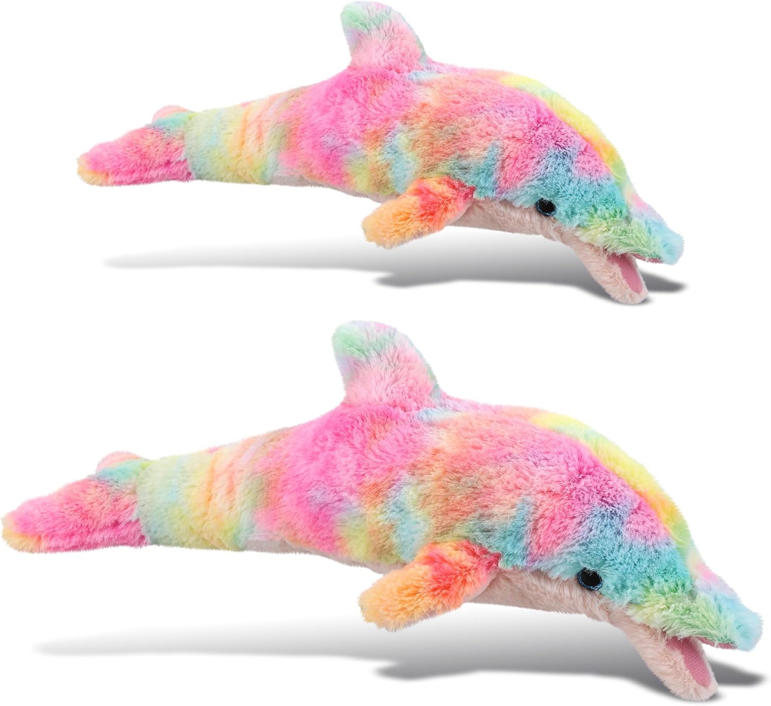DolliBu Rainbow Plush Dolphin Toys 2 Pack