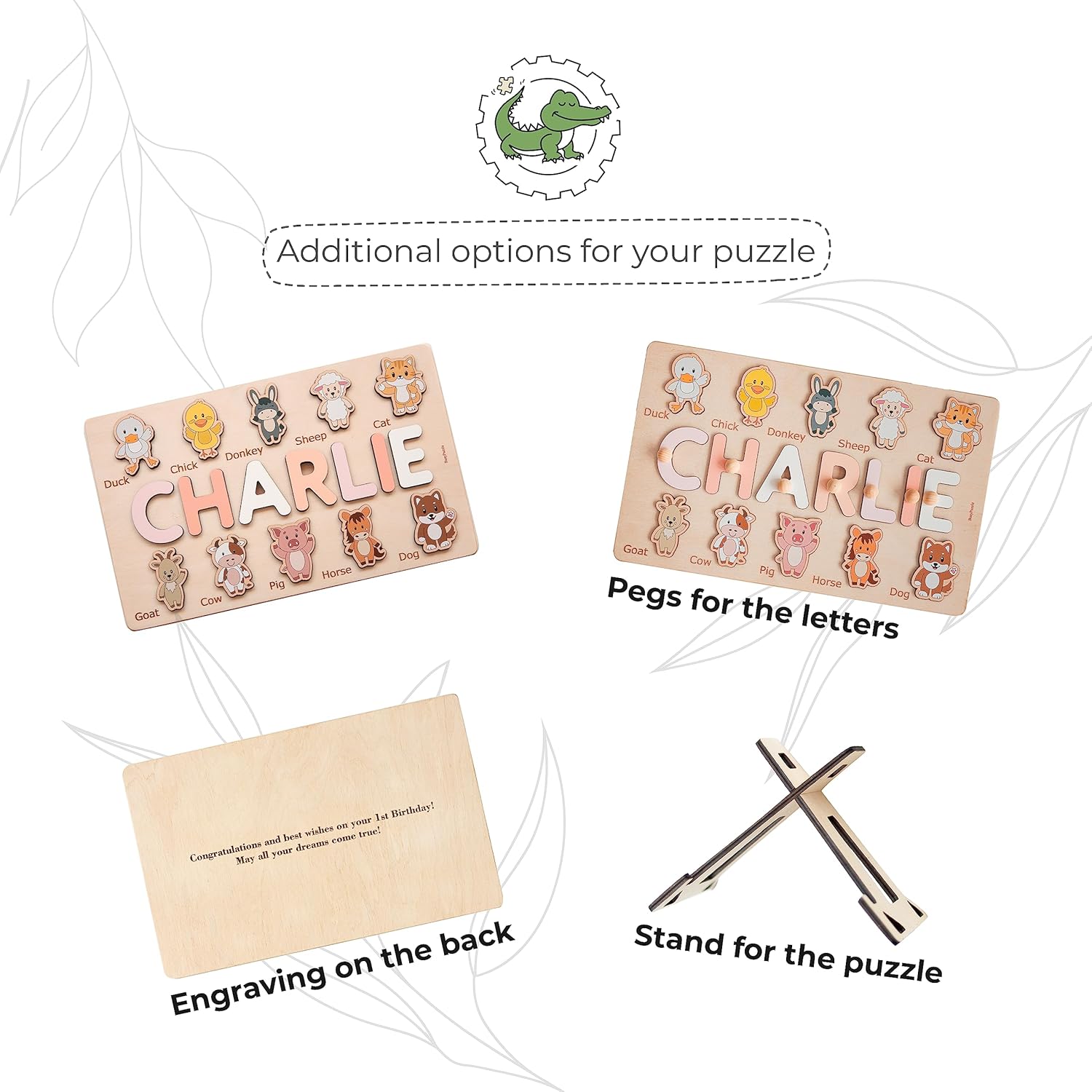 Personalized Baby Puzzle with Animal Figurines