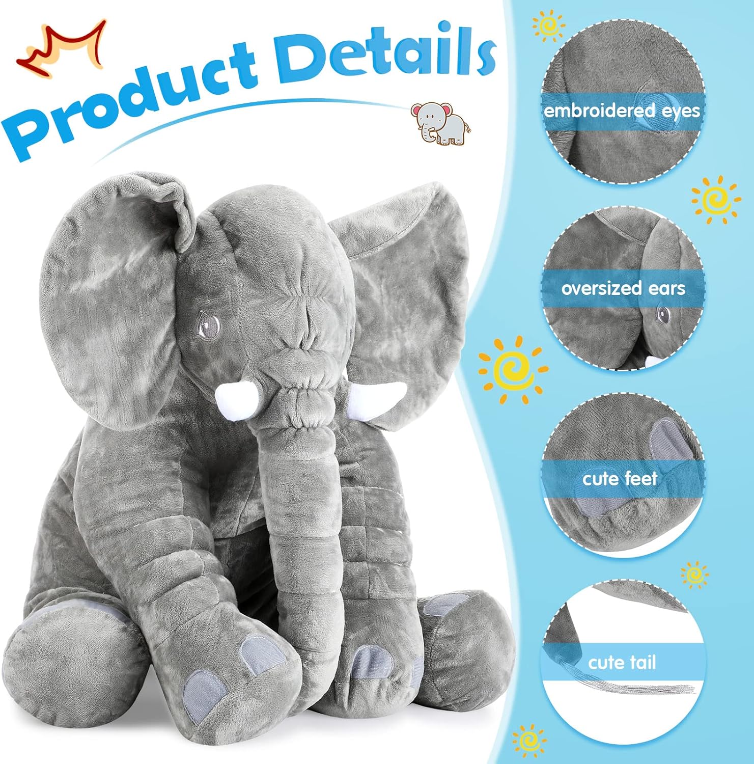 Yulejo Giant Gray Elephant Plush Toy 157 Inch