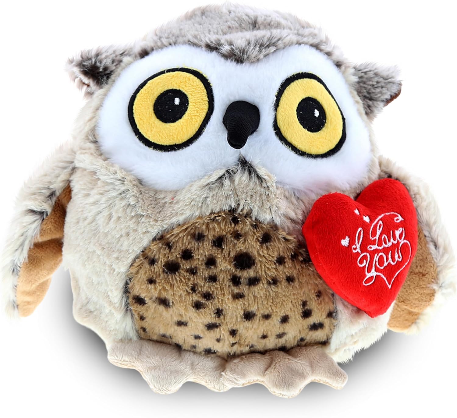 DolliBu Fat Brown Owl Plush with Heart
