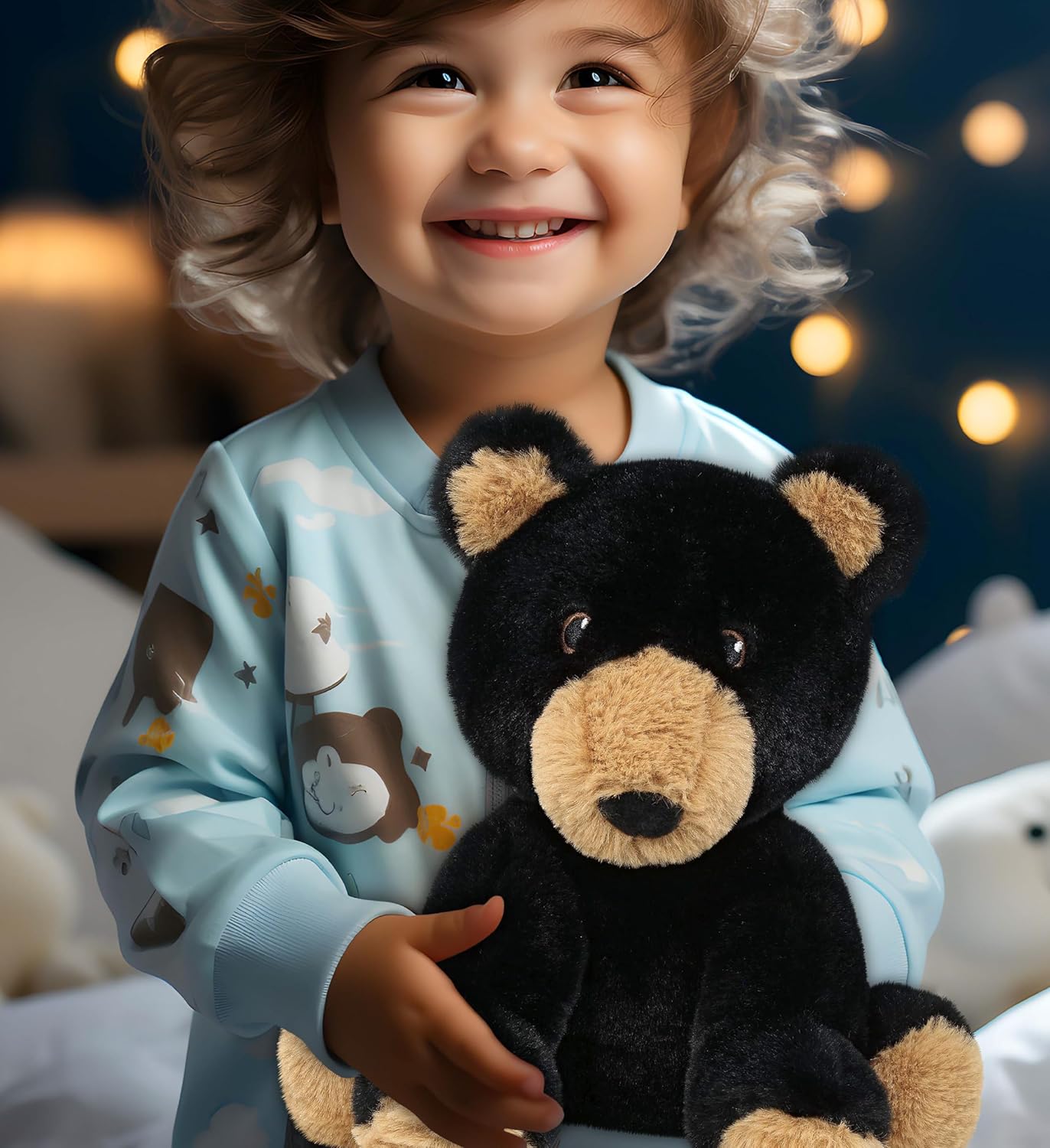 DolliBu Black Bear Plush Toy 9 Inches Soft and Realistic 1