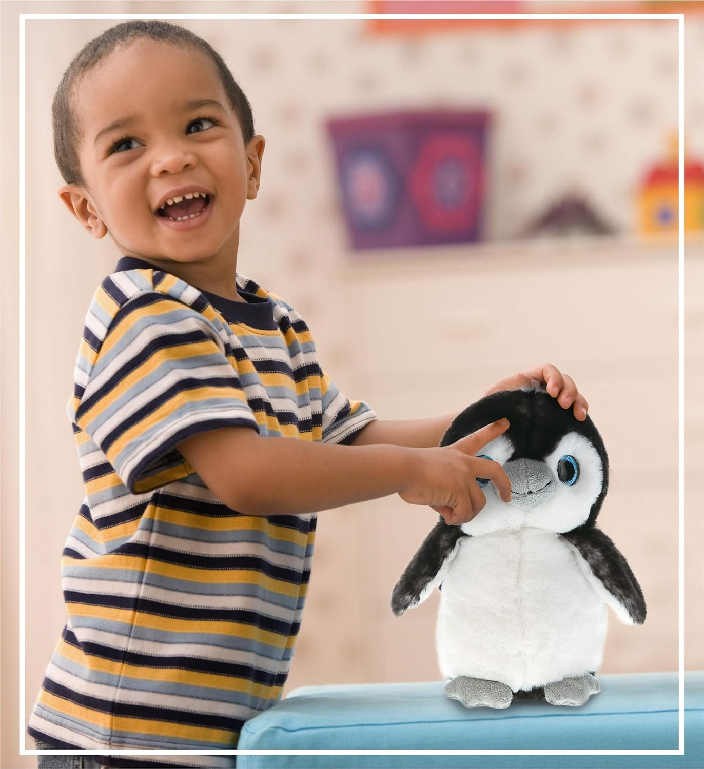 DolliBu Grey Penguin Plush - Huggable 9 Inch Stuffed Animal
