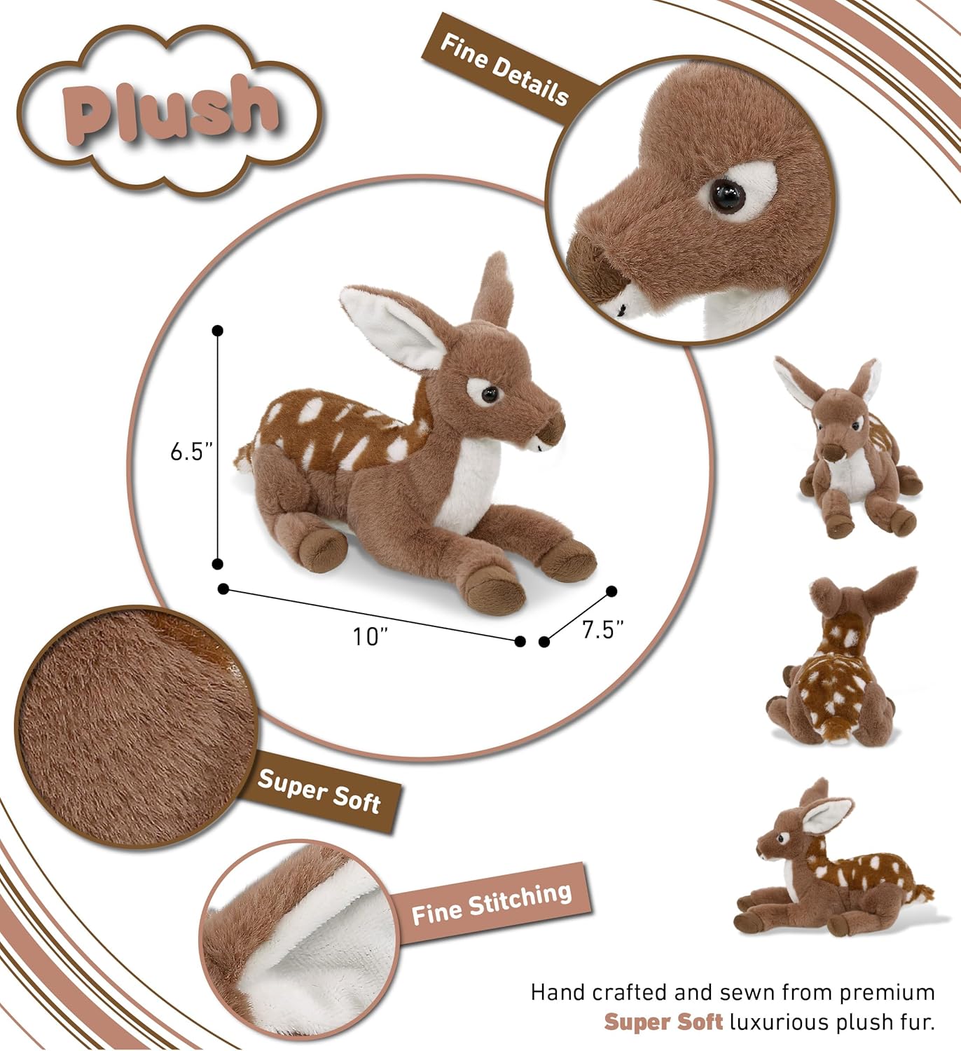 DolliBu Fawn Deer 10 Inch Super Soft Plush Toy