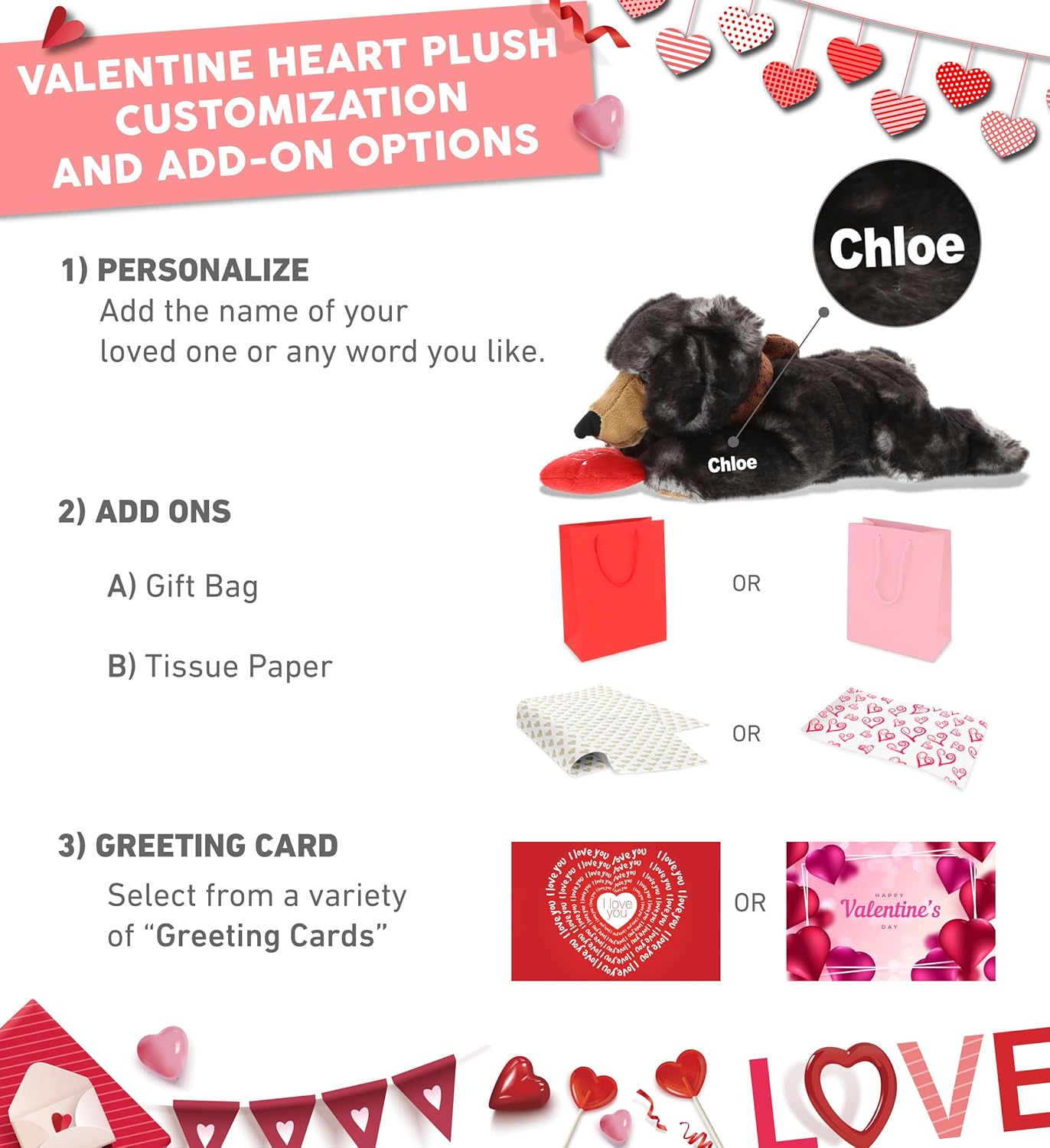 DolliBu Personalized I Love You Wild Black Bear Plush Toy