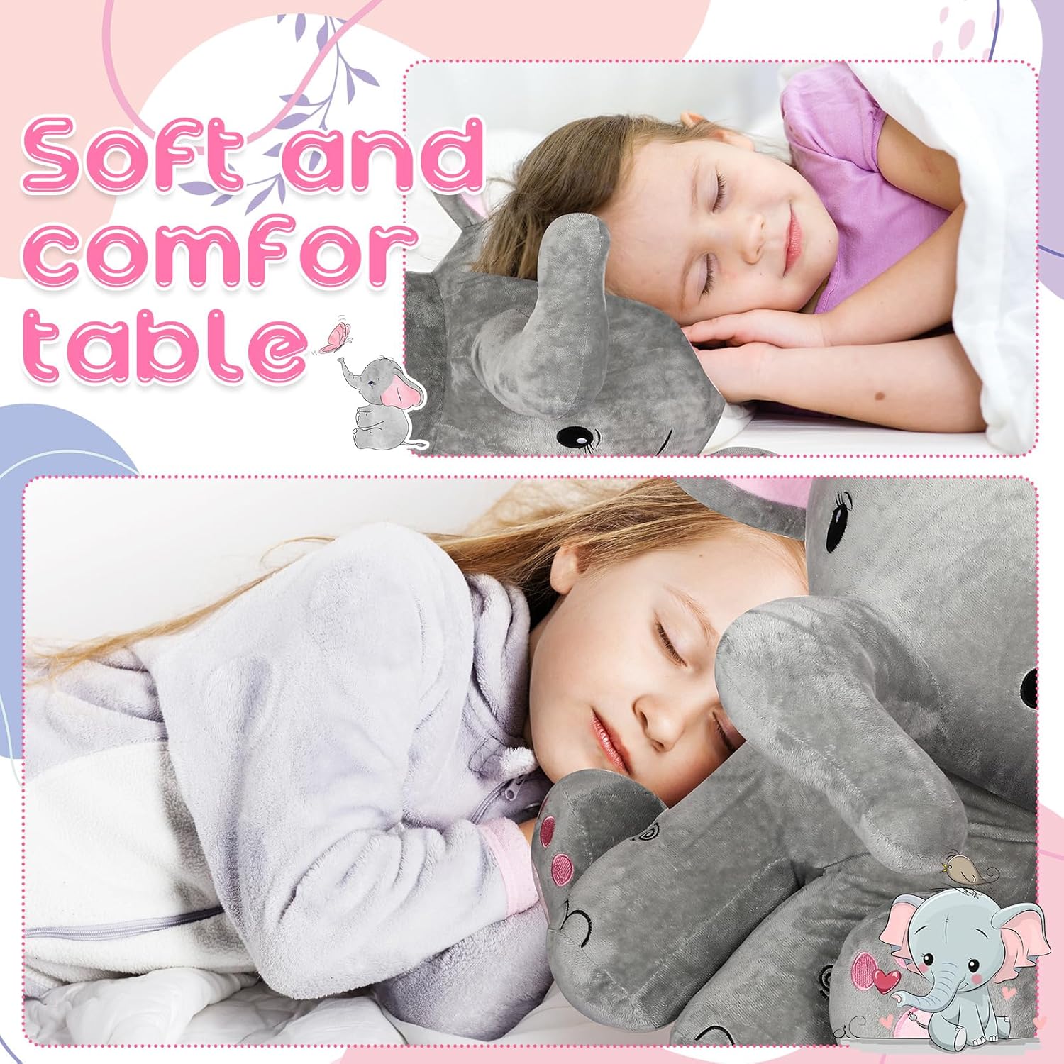 Jenaai 24 Inch Giant Plush Elephant Toy for Kids