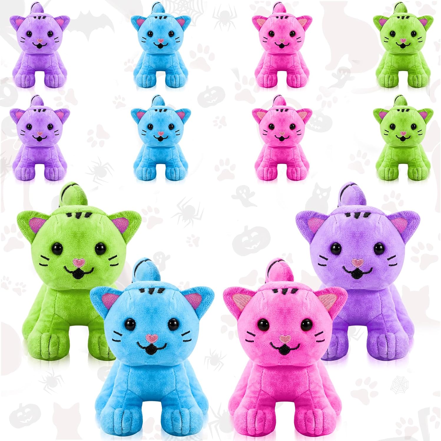Jenaai 8 Pcs Halloween Cat Plush Set