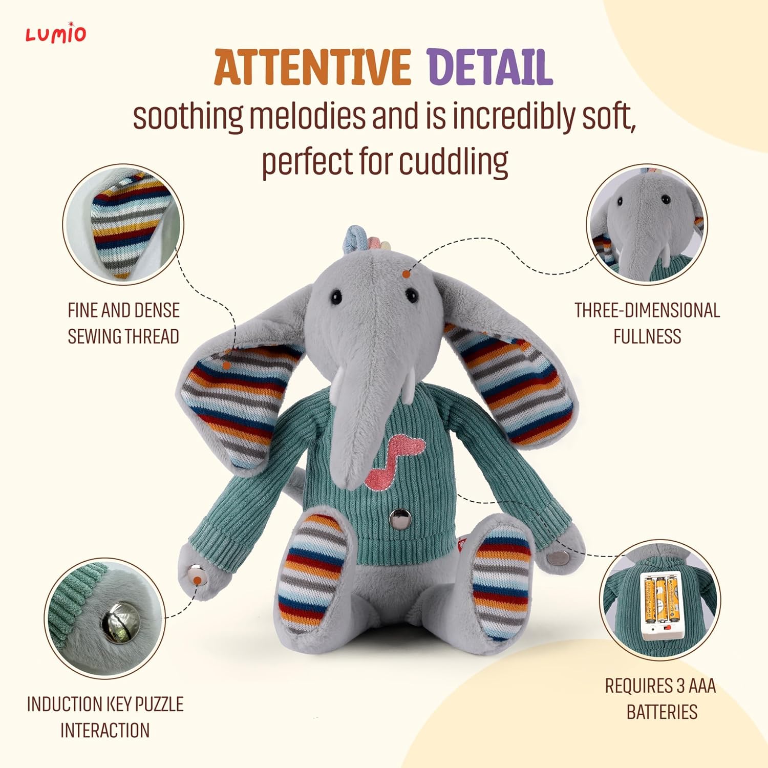 Lumio Musical Bunny Plush Toy with Lights Sounds 1