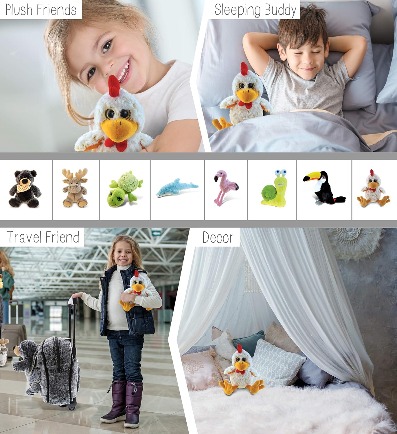 Puzzled DolliBu Plush Rooster - 9 Inch Huggable Sitting Toy