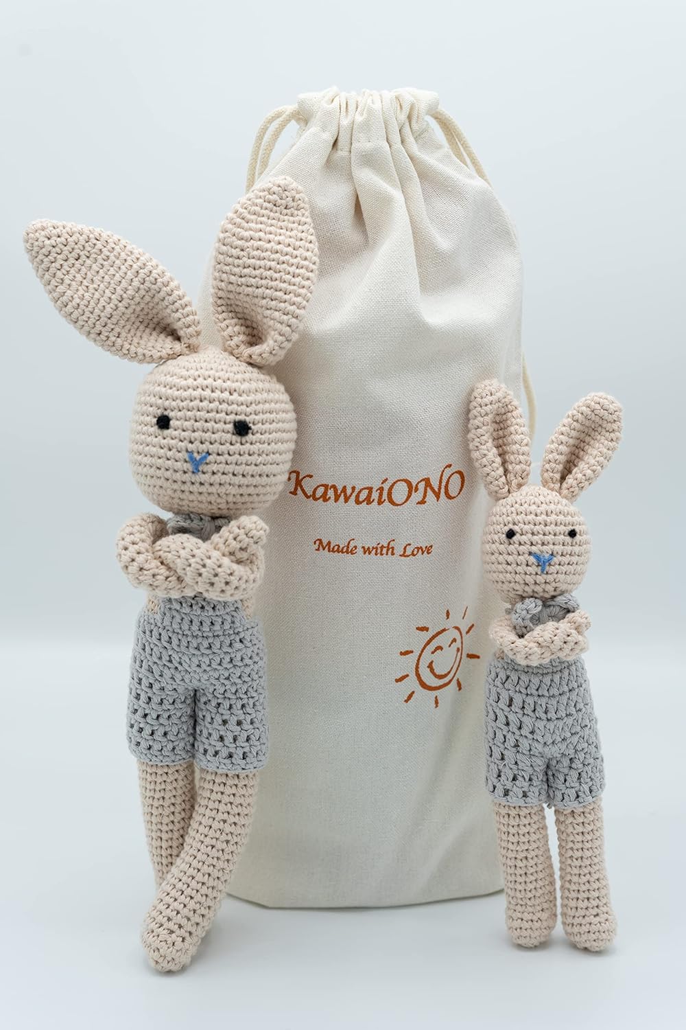KawaiOnO Bunny Dad Cream Blue Handmade Plushie Doll