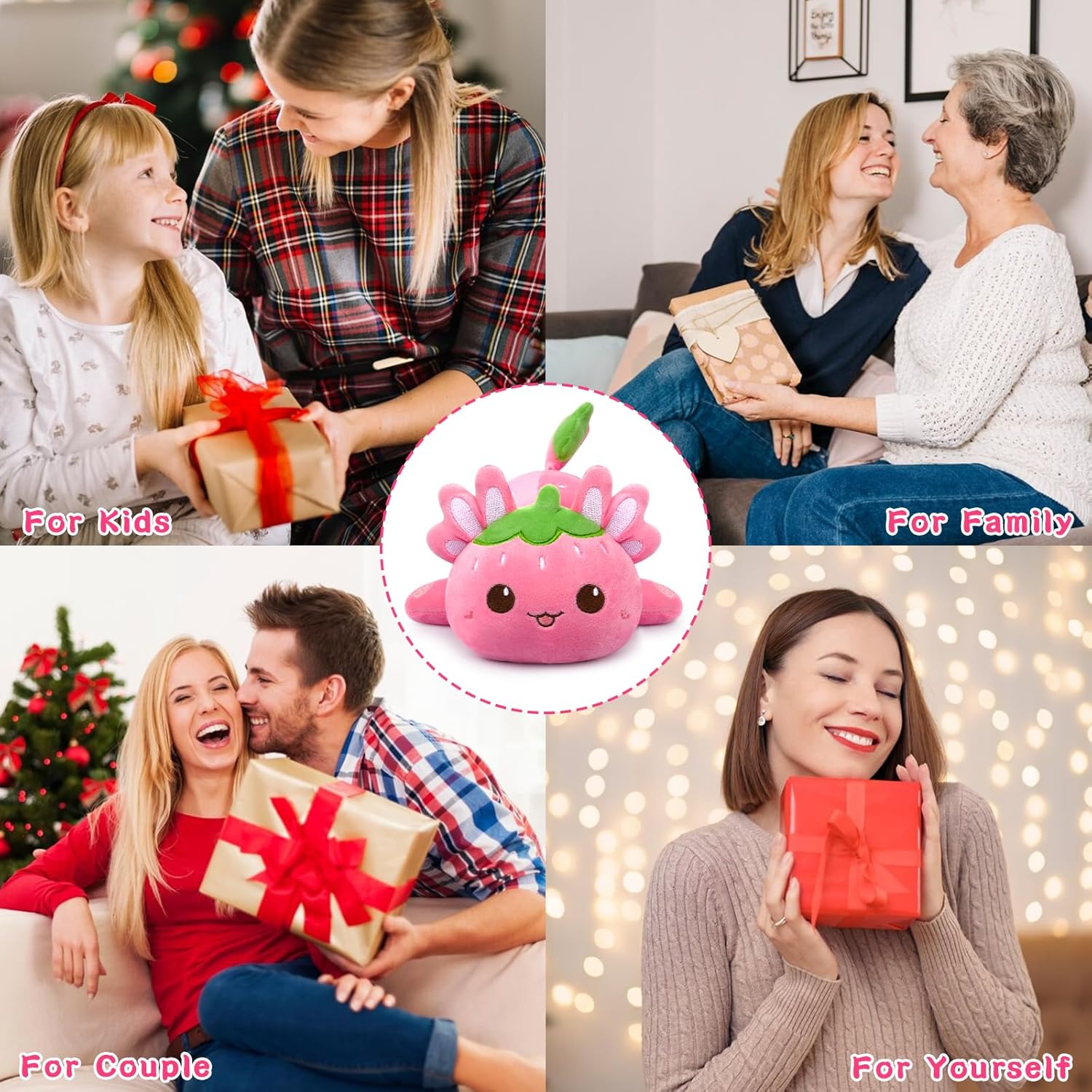 Cute Strawberry Axolotl Plush Pillow Toy