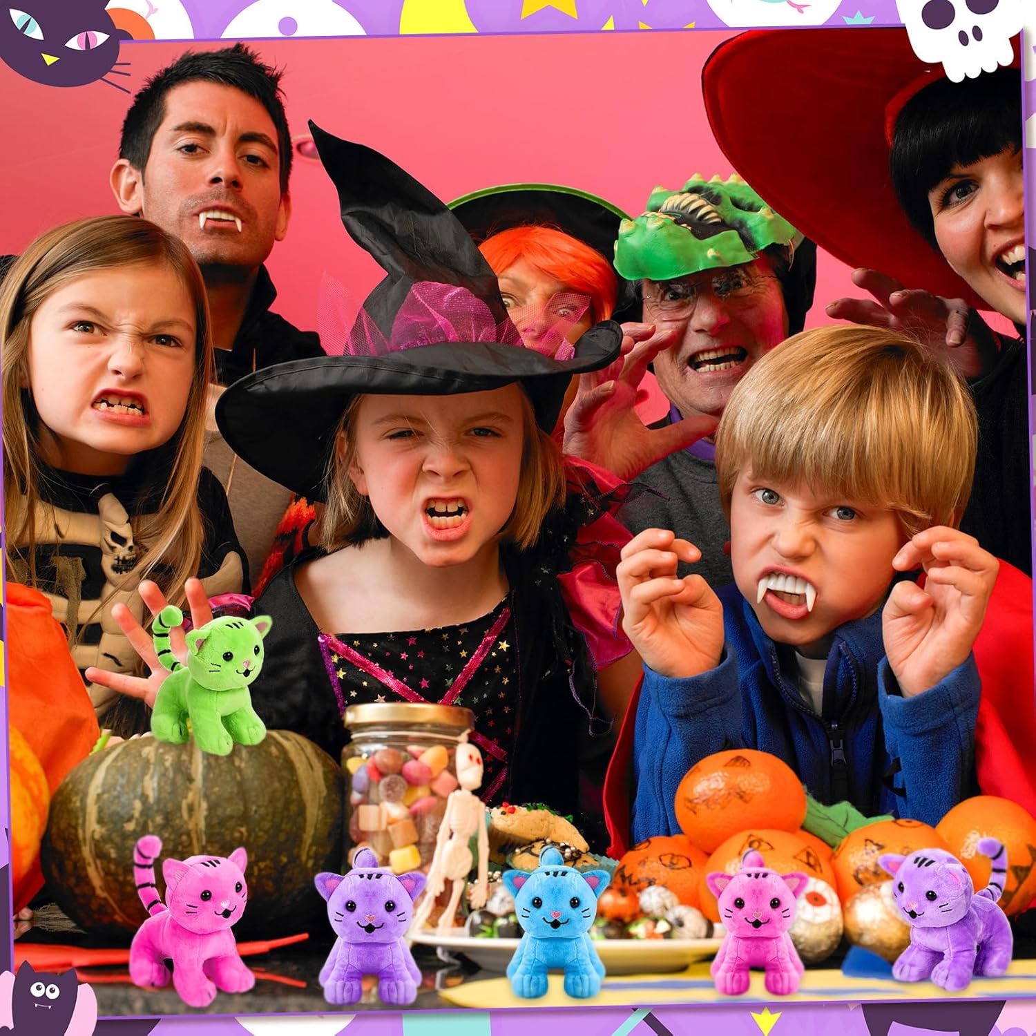 Jenaai 8 Pcs Halloween Cat Plush Set