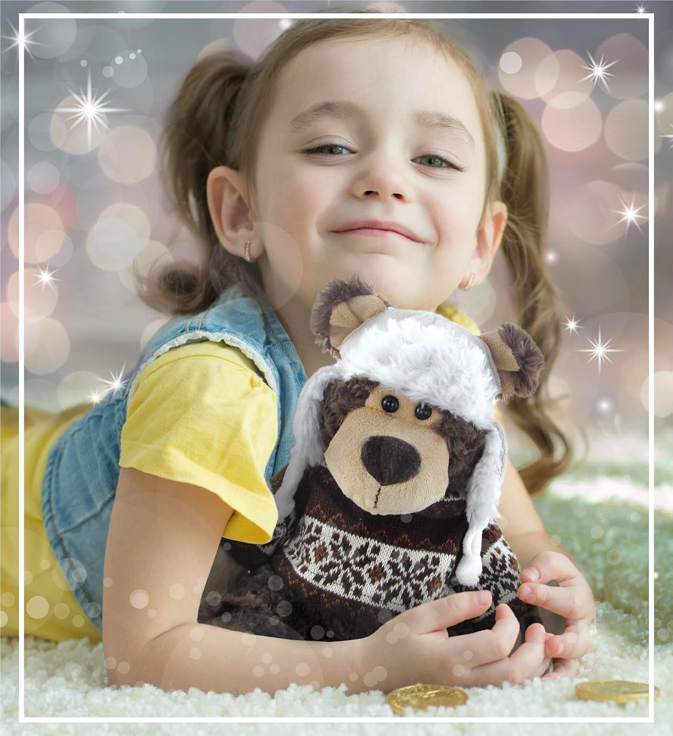 Puzzled DolliBu Plush Grizzly Bear with Hat and Sweater