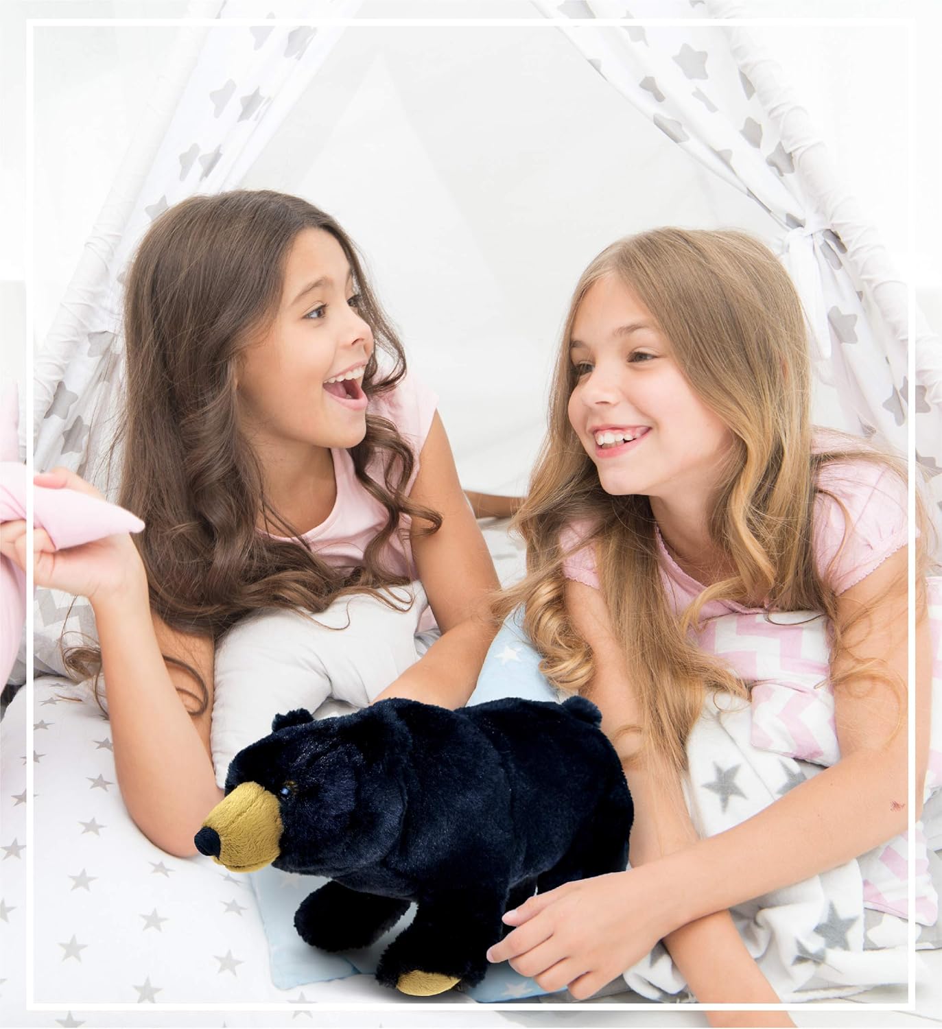 DolliBu Plush Black Bear - 11 Inches Huggable Toy