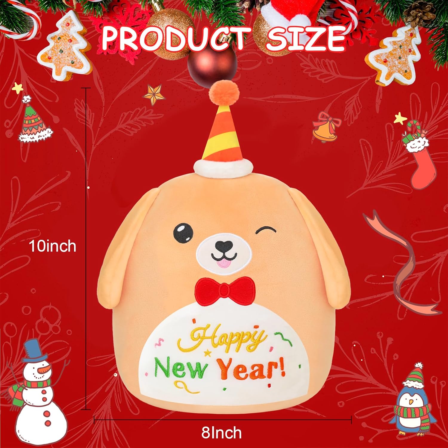 SQEQE Happy New Year Kawaii Dog Plush Toy 10 Inch