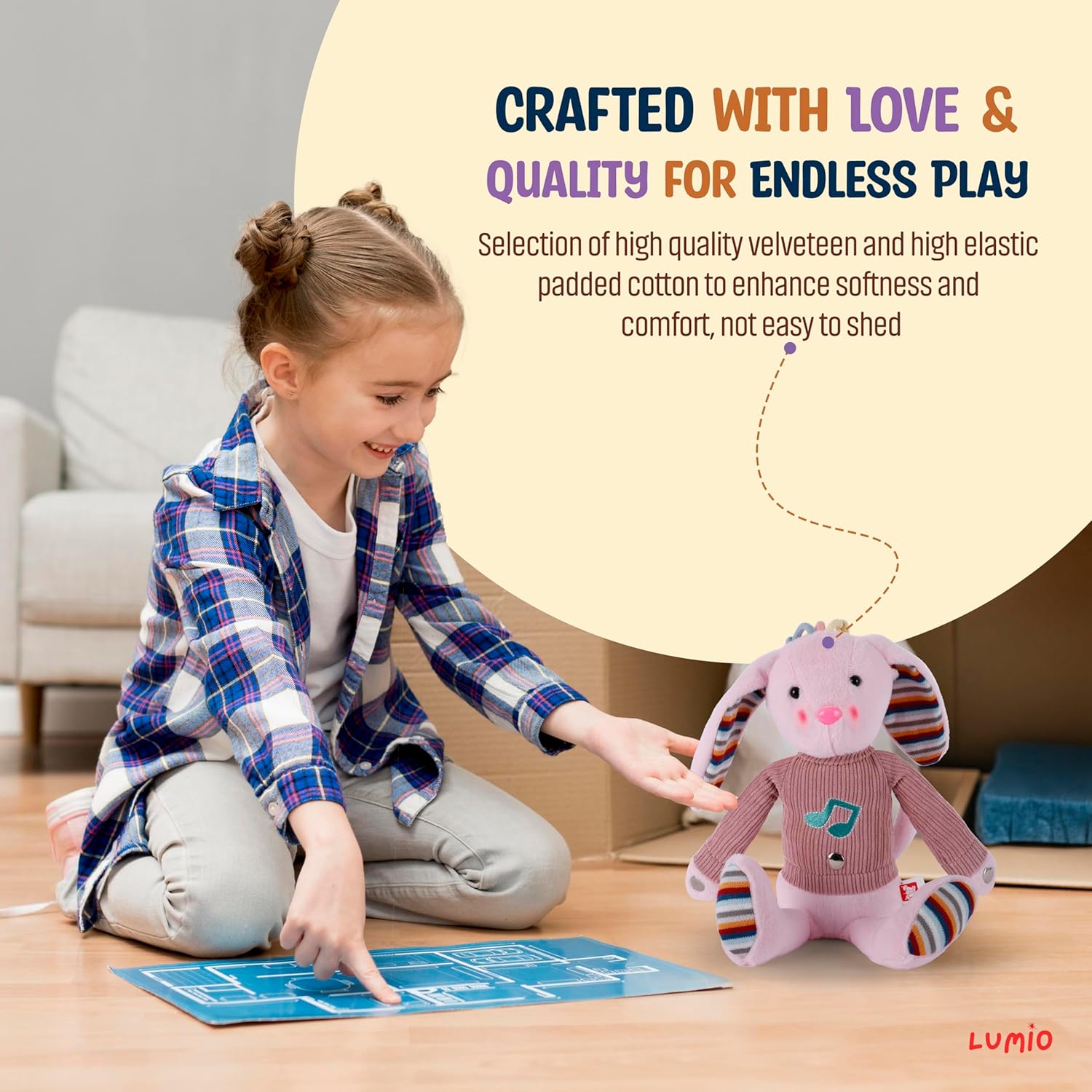 Lumio Musical Bunny Plush Toy with Lights Sounds 1