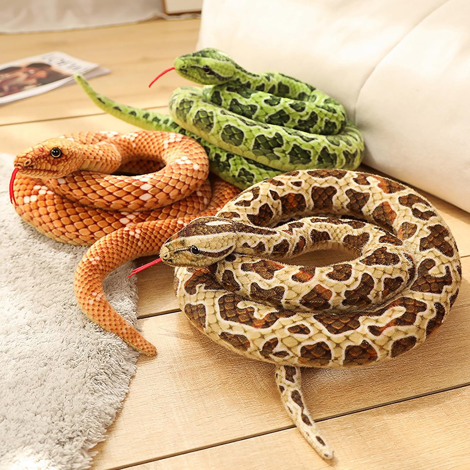 80 Inch Realistic Snake Plush Toy for Kids Halloween Costume