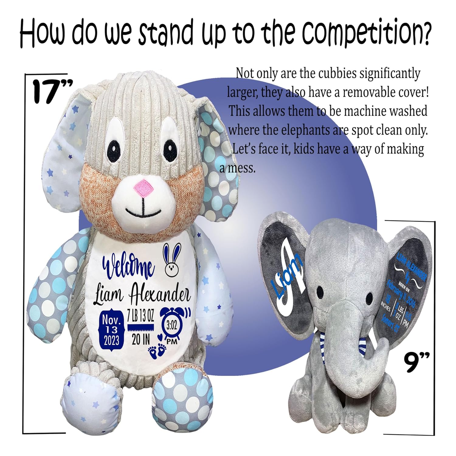 Baby Birth Stats Plush - Starry Night Bunny