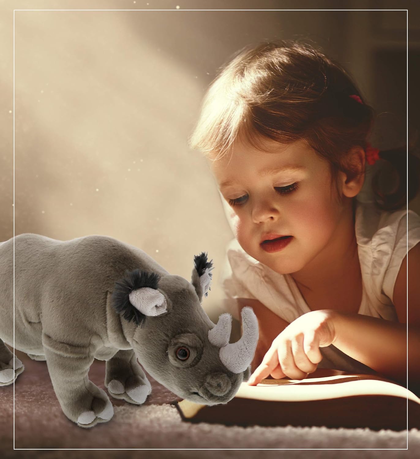 DolliBu Wild Stuffed Animal Soft Plush Rhino Toy for Kids