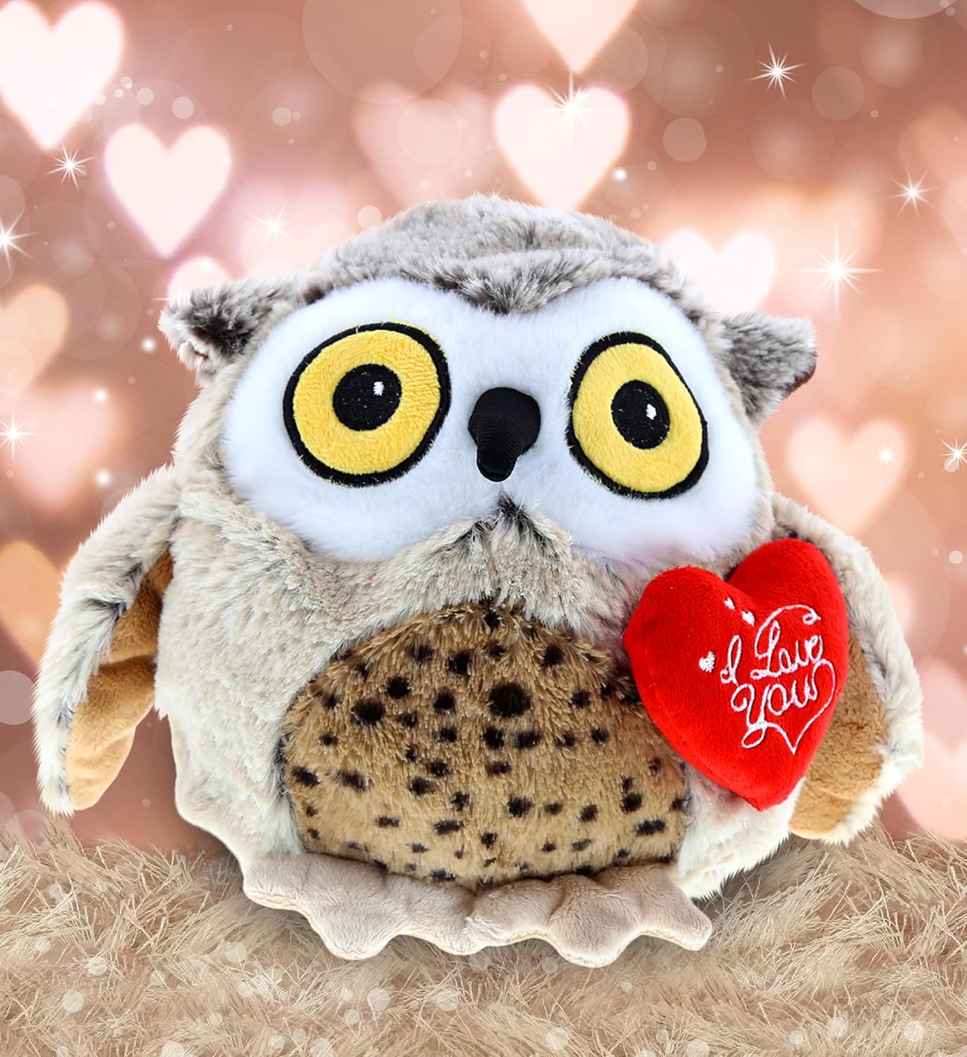 DolliBu Fat Brown Owl Plush with Heart