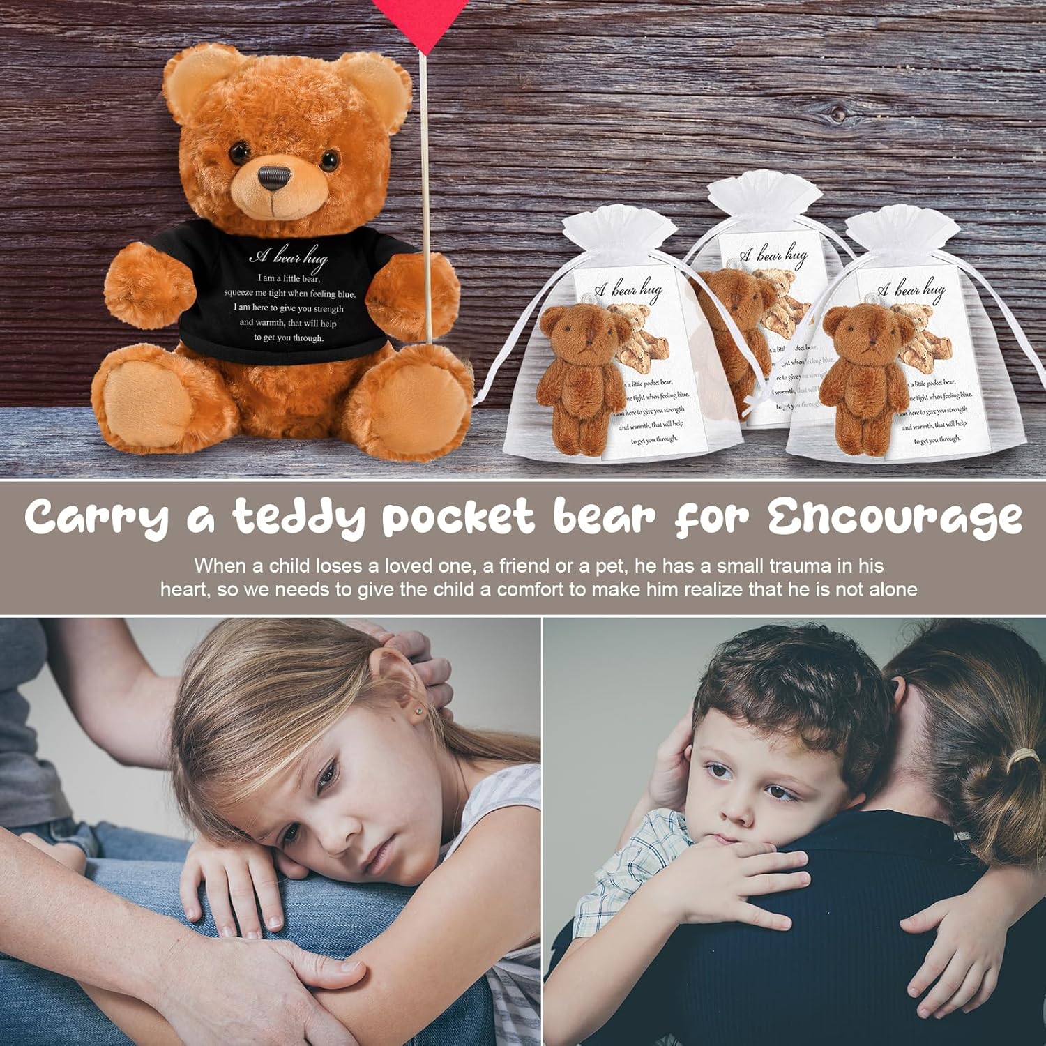 Meooeck Bear Plush Stuffed Animal Sympathy Gift