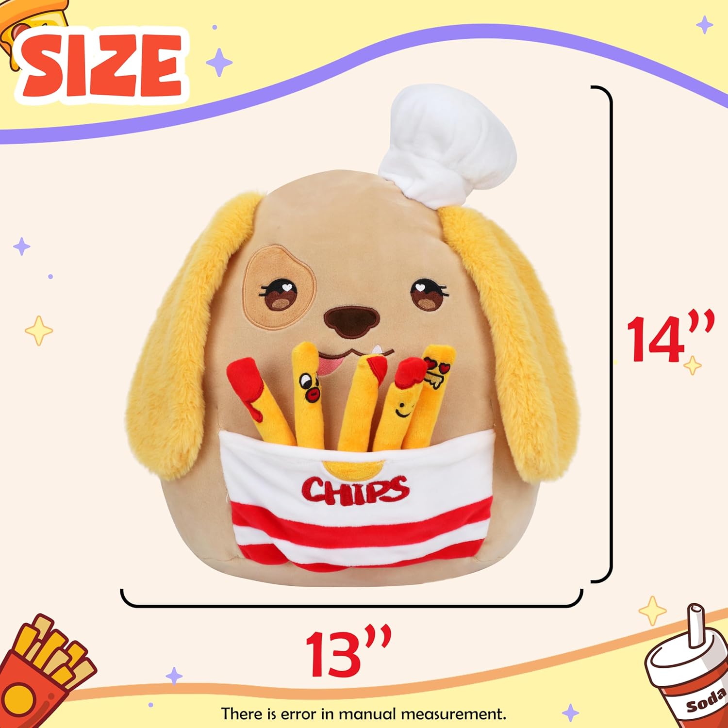 Hopearl Chef Dog Plush Toy with Chips