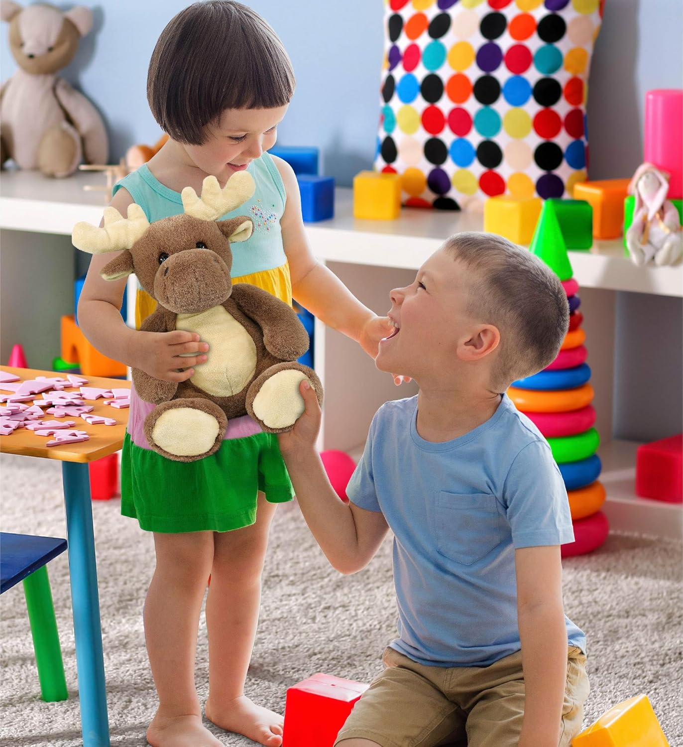 DolliBu Super Soft Moose Plush Toy - 9 Inches