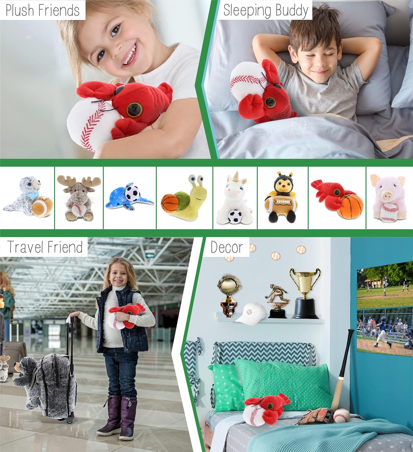 DolliBu Big Eye Lobster Plush with Baseball - 6 Inches 1