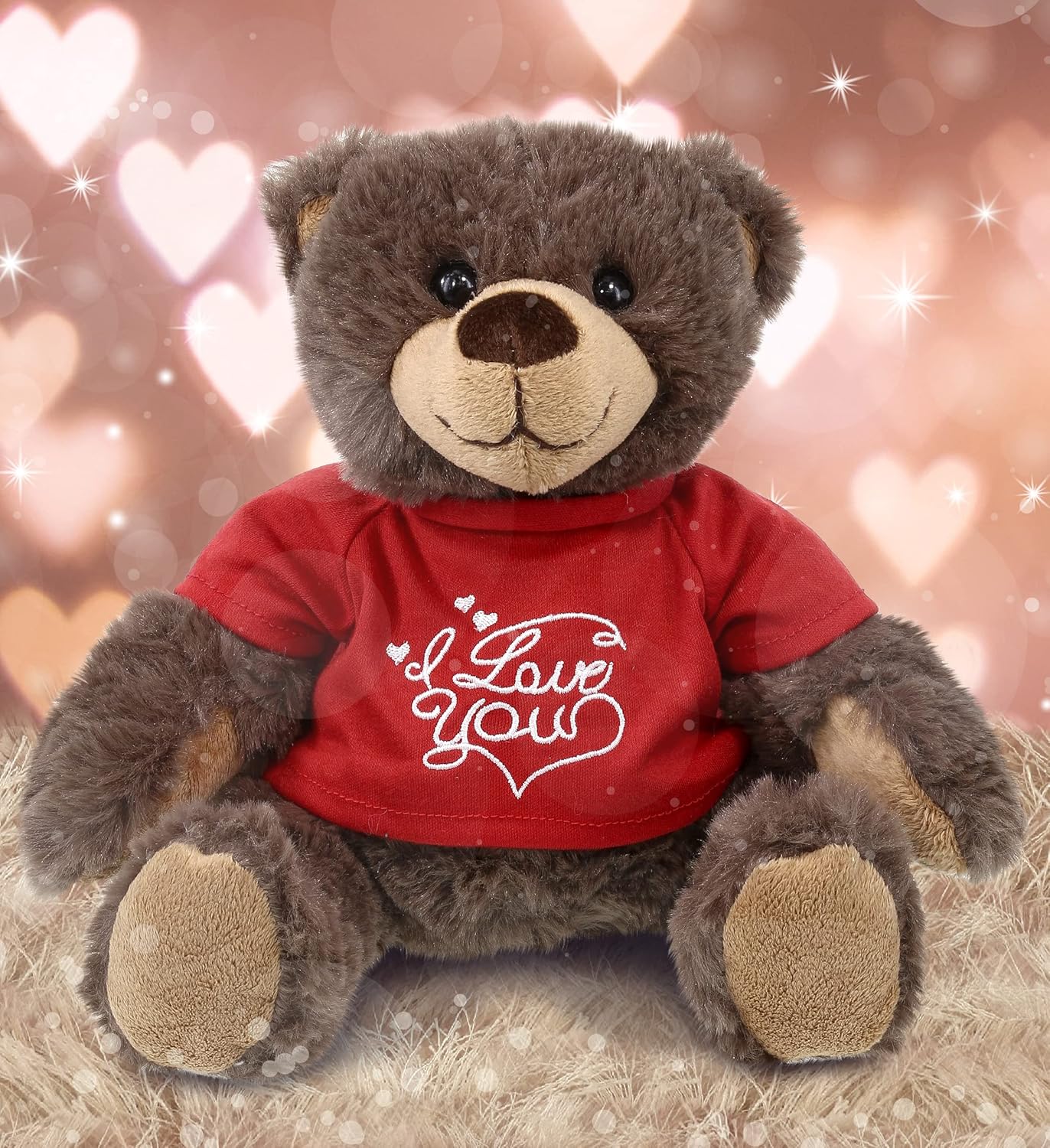 DolliBu Brown Bear Plush with Red Shirt