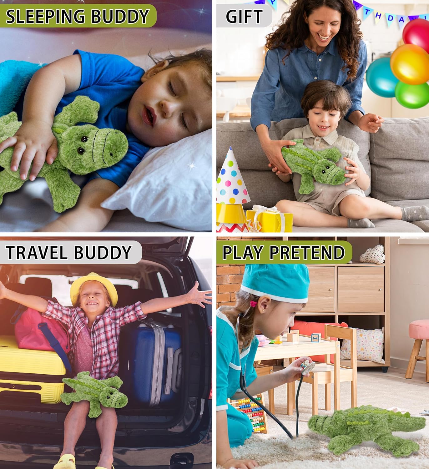 Puzzled DolliBu Green Alligator Plush Toy - 115 Inches