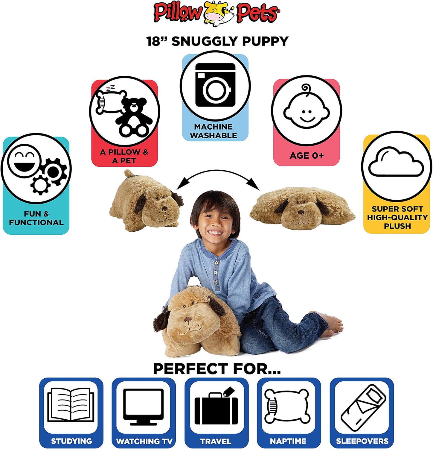 Pillow Pets Snuggly Puppy 18 Inch Plush Pillow Toy