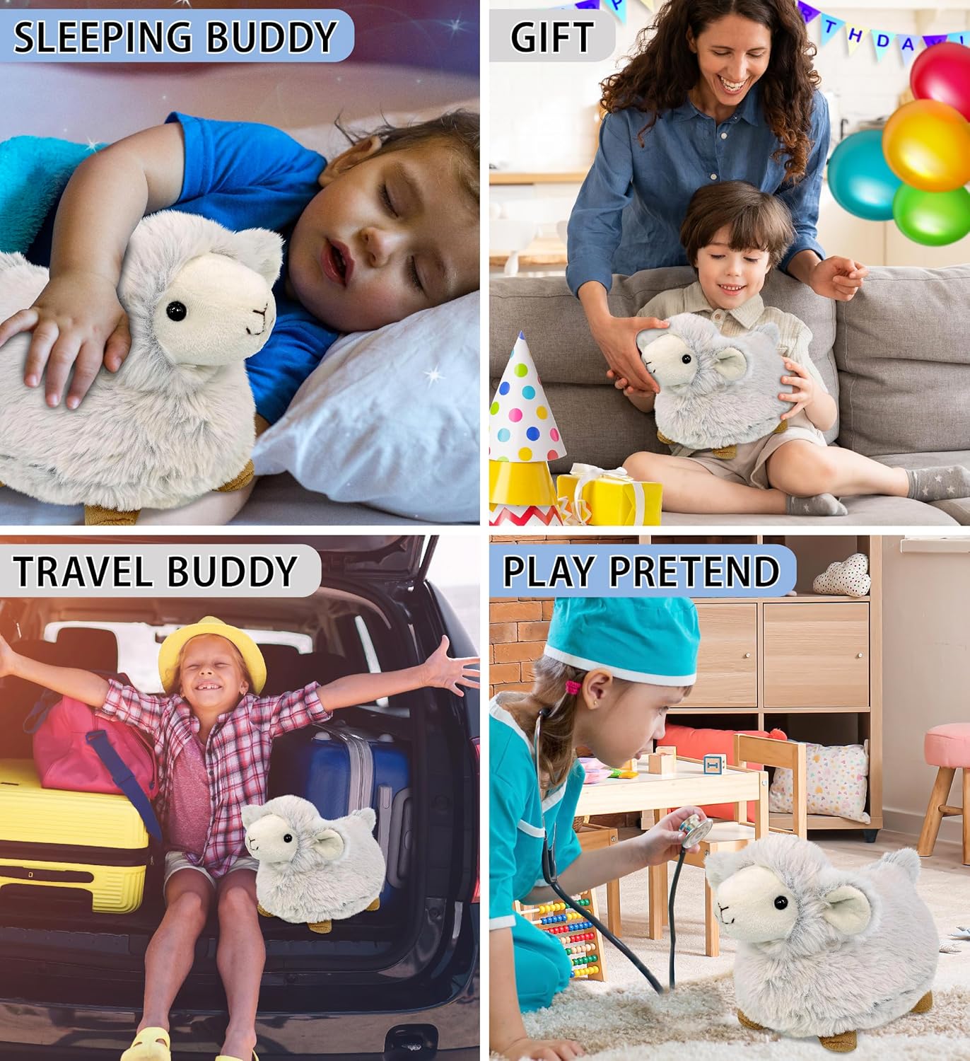 DolliBu White Sheep Stuffed Animal 115 Inches