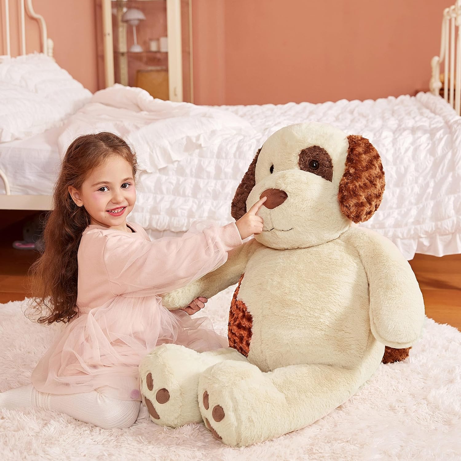 IKASA Giant Dog Stuffed Plush Toy - 30 Inches Light Brown