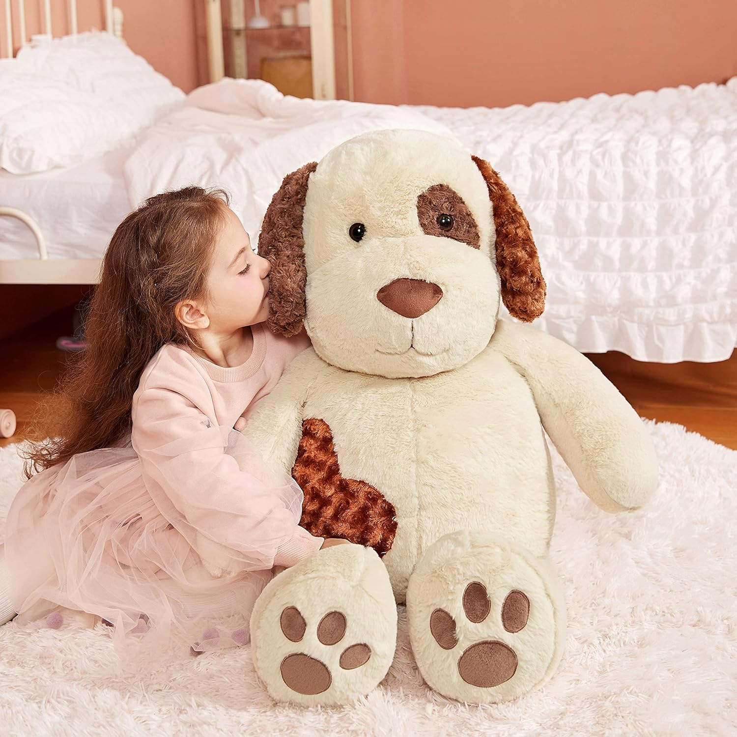 IKASA Giant Dog Stuffed Plush Toy - 30 Inches Light Brown