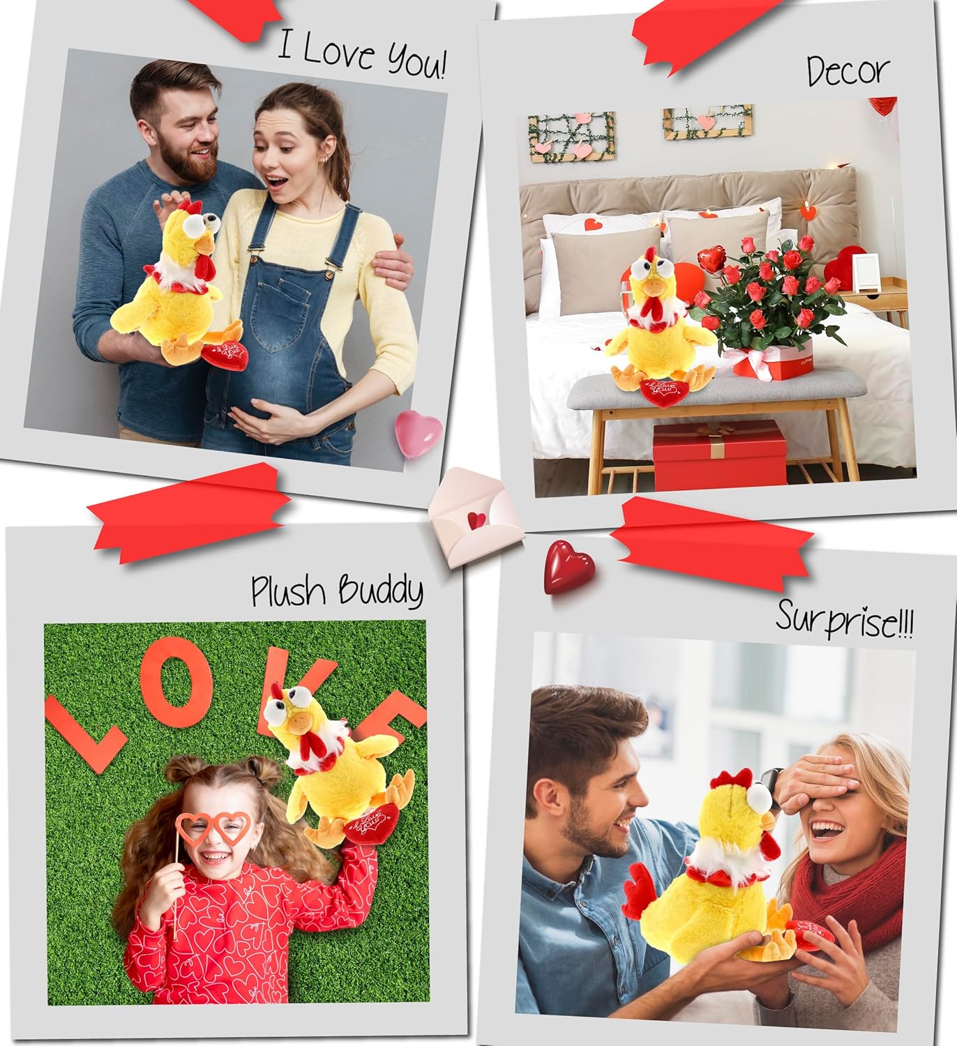 DolliBu I Love You Yellow Rooster Plush Toy